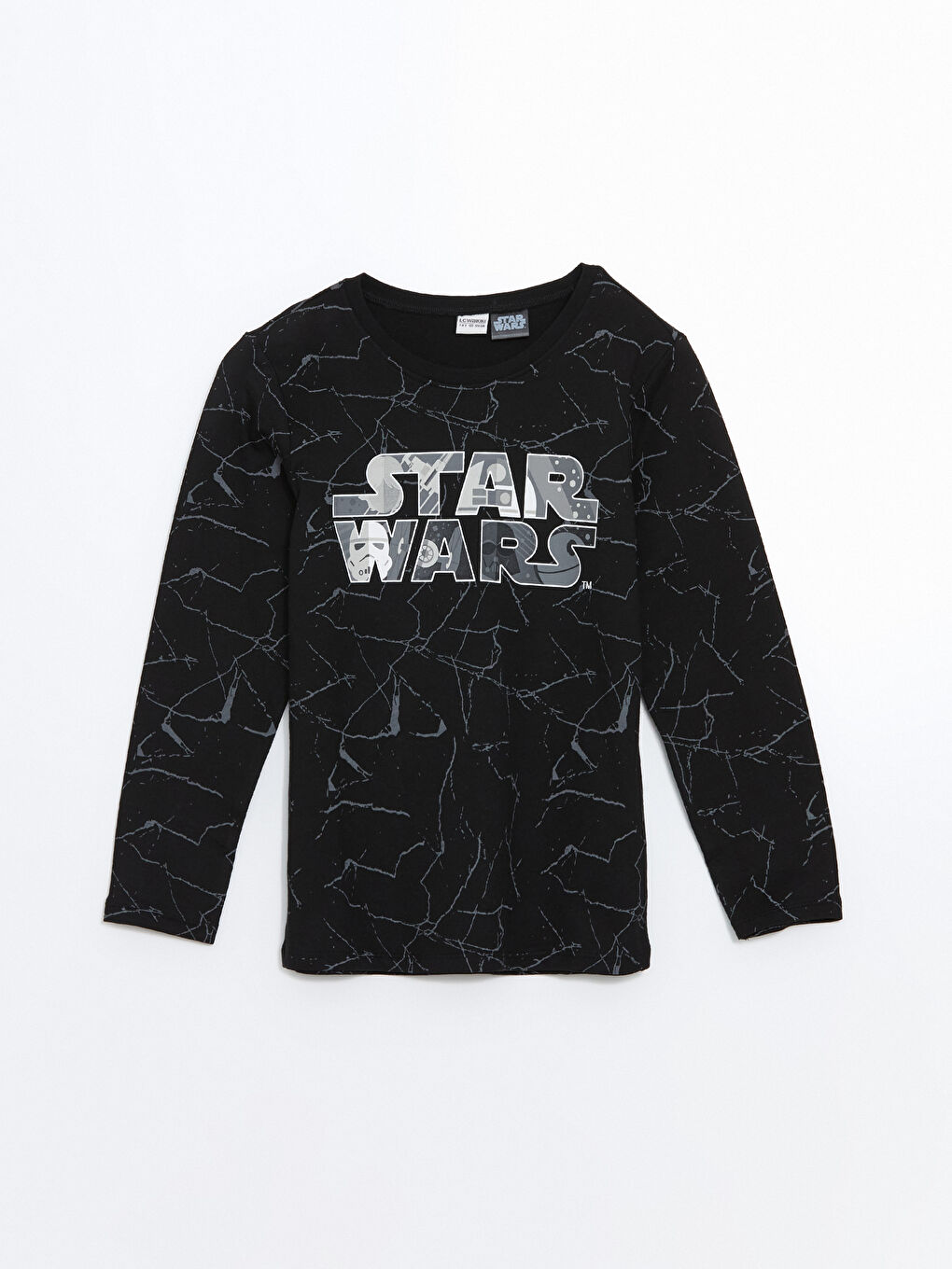 LCW Kids Siyah Bisiklet Yaka Star Wars Baskılı Erkek Çocuk Pijama Üst