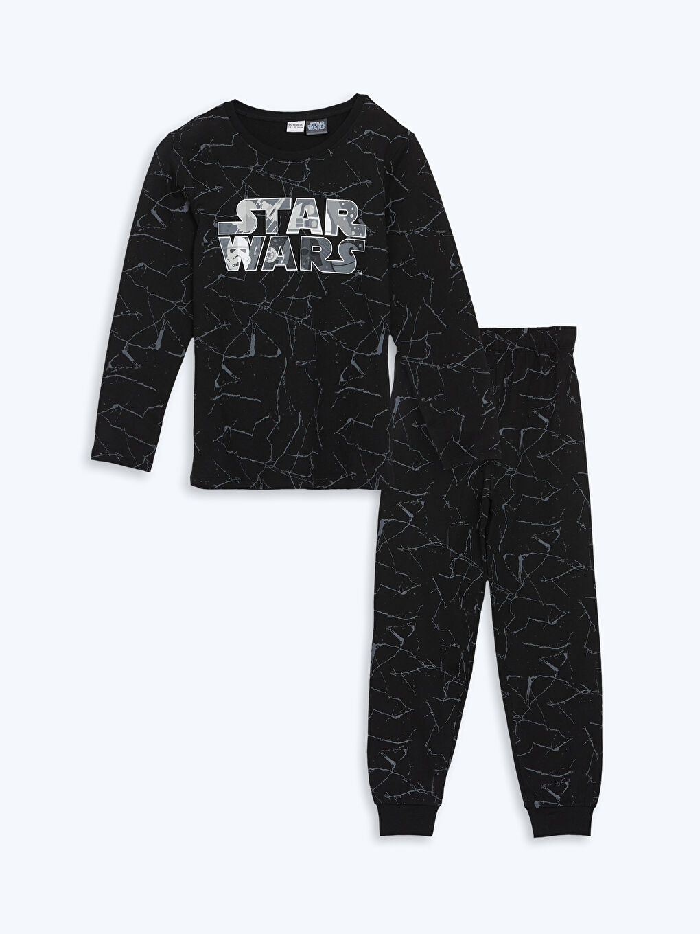 LCW Kids Siyah Bisiklet Yaka Star Wars Baskılı Uzun Kollu Erkek Çocuk Pijama Takımı