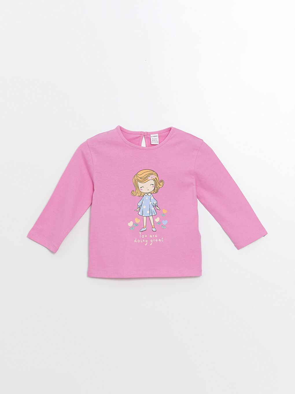 LCW Kids Тениска с кръгло деколте, дълъг ръкав, отпечатана, за момичета, 2 опаковки -W49129Z1-GCN
