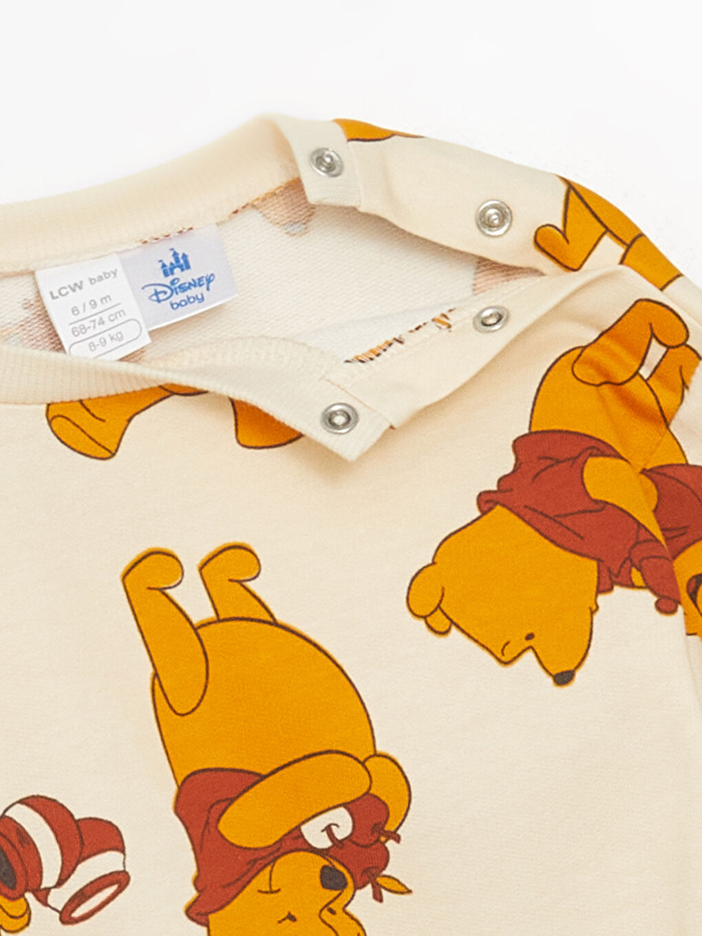 LCW baby Ekru Baskılı Bisiklet Yaka Uzun Kollu Winnie the Pooh Baskılı Erkek Bebek Sweatshirt ve Eşofman Alt 2'li Takım - 2