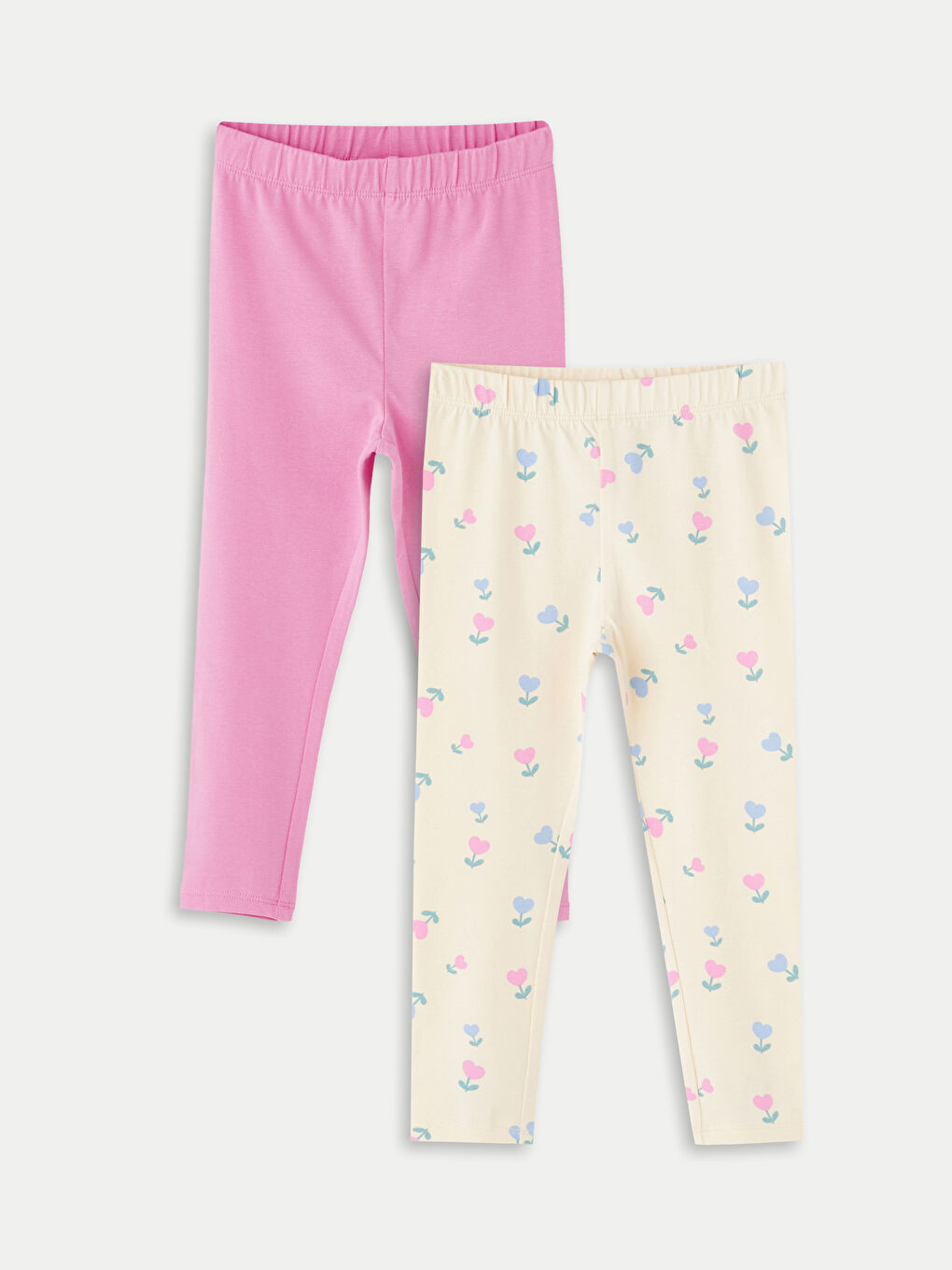 LCW Kids Elasticated Waist Printed Girls' Leggings 2 Pack -W49142Z1-LRA