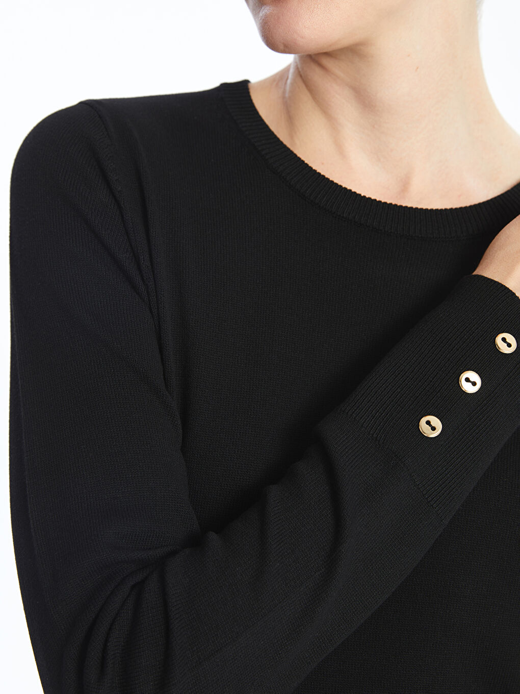 LCWAIKIKI Basic Crew Neck Plain Long Sleeve Women's Knitwear Sweater -W49144Z8-CVL