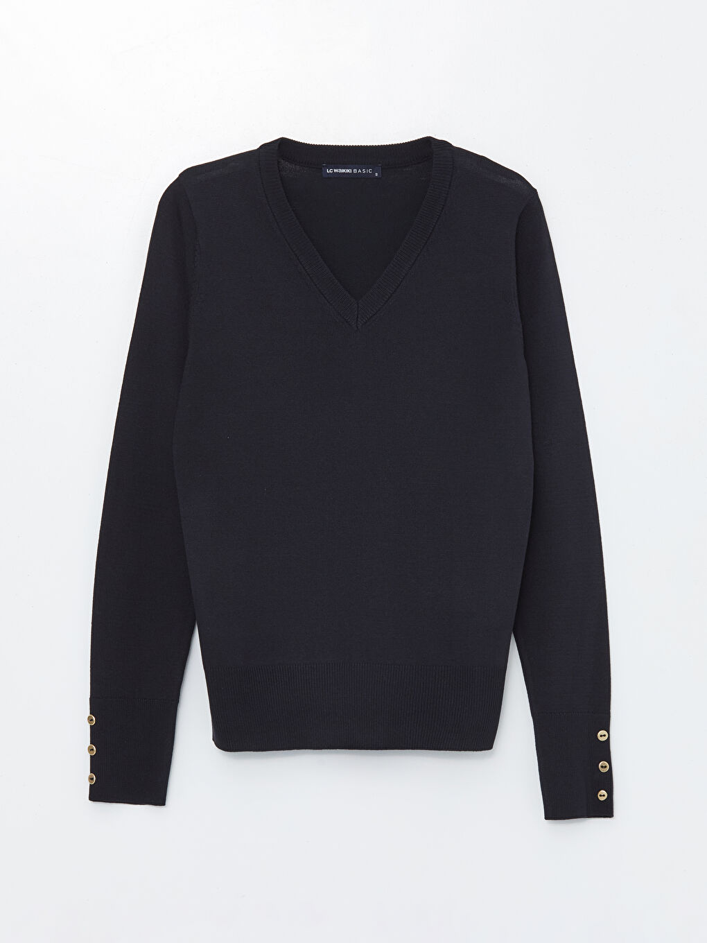 V-Ausschnitt Damen Strickpullover-5