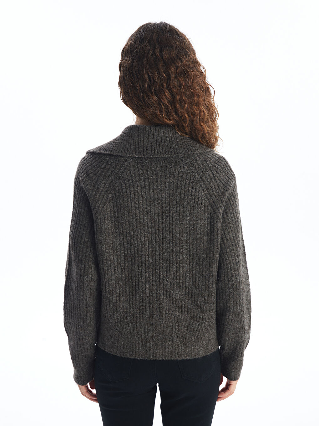 LC Waikiki Jacket Collar Straight Long Sleeve Women Knitwear Cardigan -W49155Z8-D3G