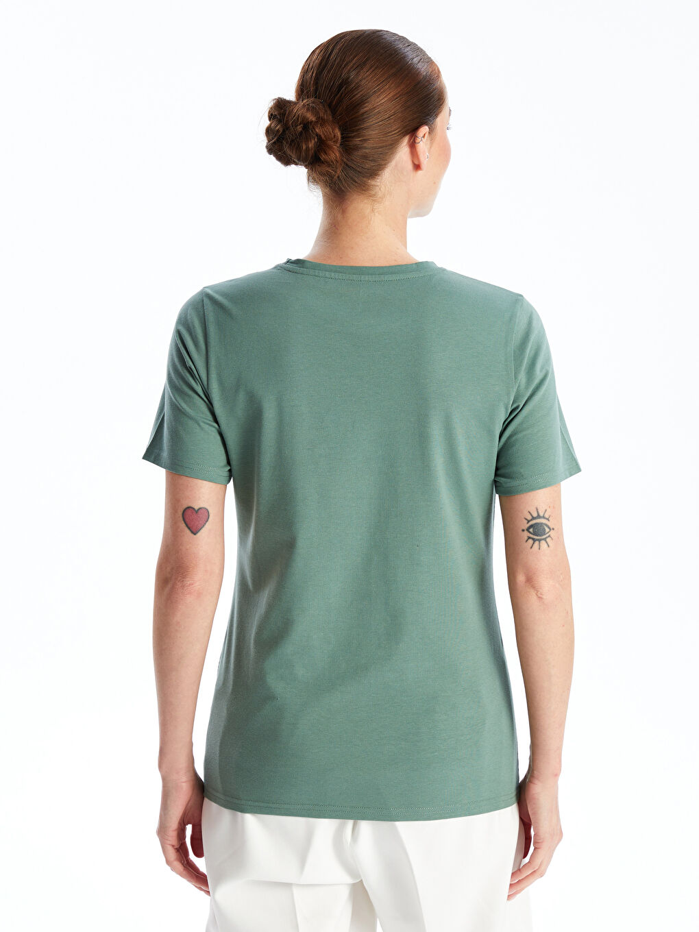 Crew Neck Plain Short Sleeve Women's T-Shirt-4
