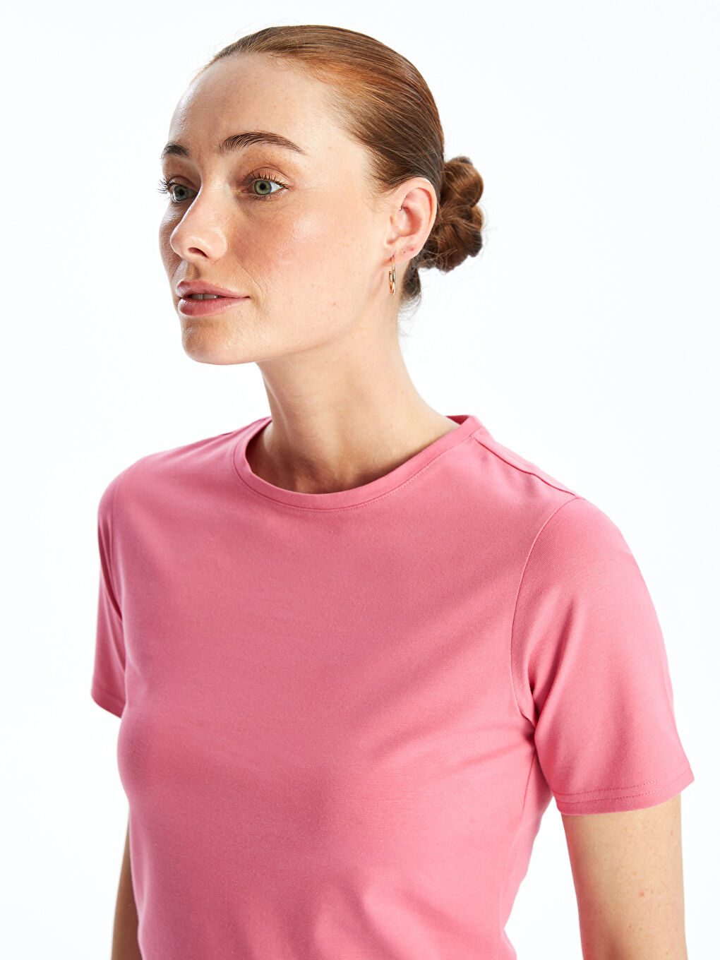 Crew Neck Plain Short Sleeve Women's T-Shirt-1