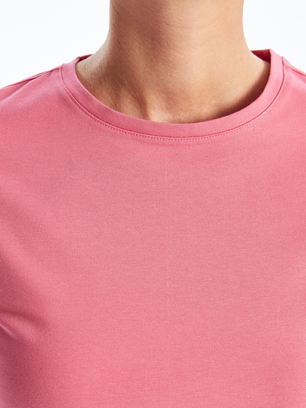 Crew Neck Plain Short Sleeve Women's T-Shirt-3