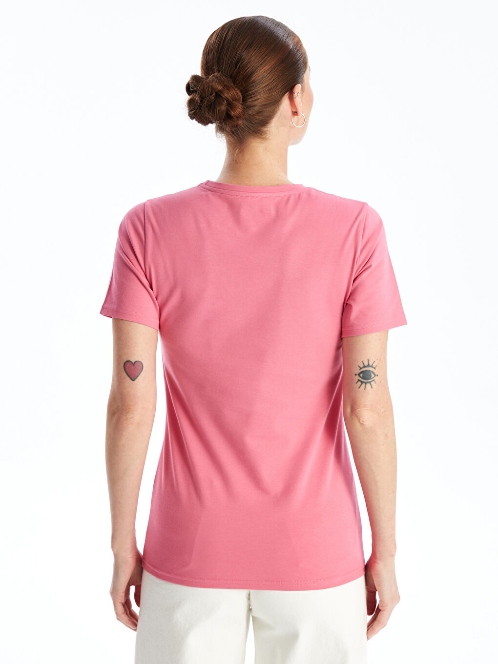 Crew Neck Plain Short Sleeve Women's T-Shirt-4