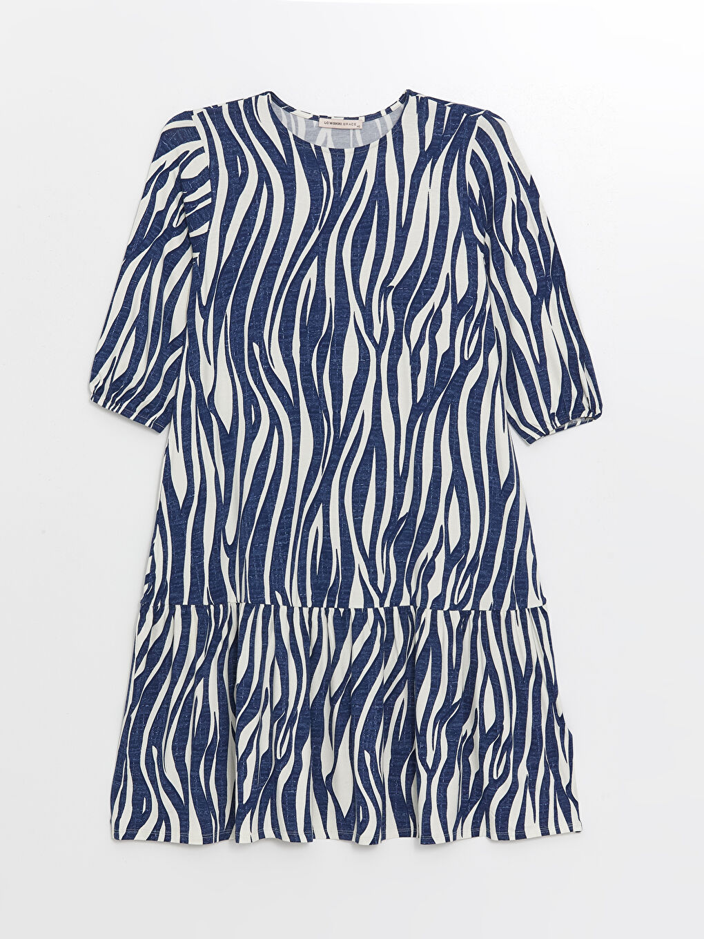 Crew Neck Patterned Women's Dress-4