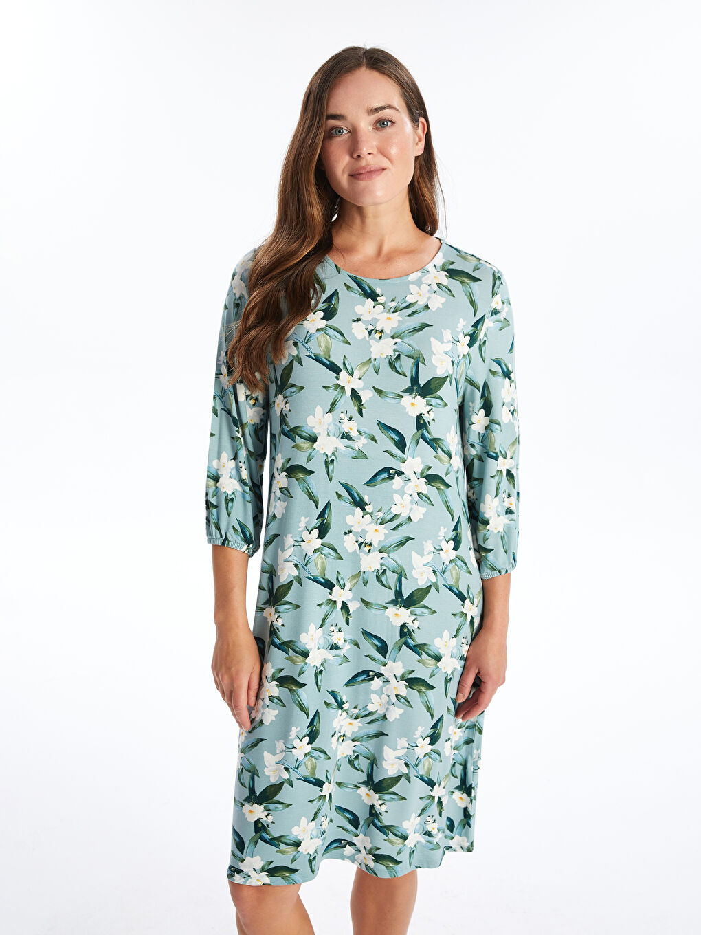 LCW Grace Crew Neck Floral Women's Dress -W49213Z8-LRL