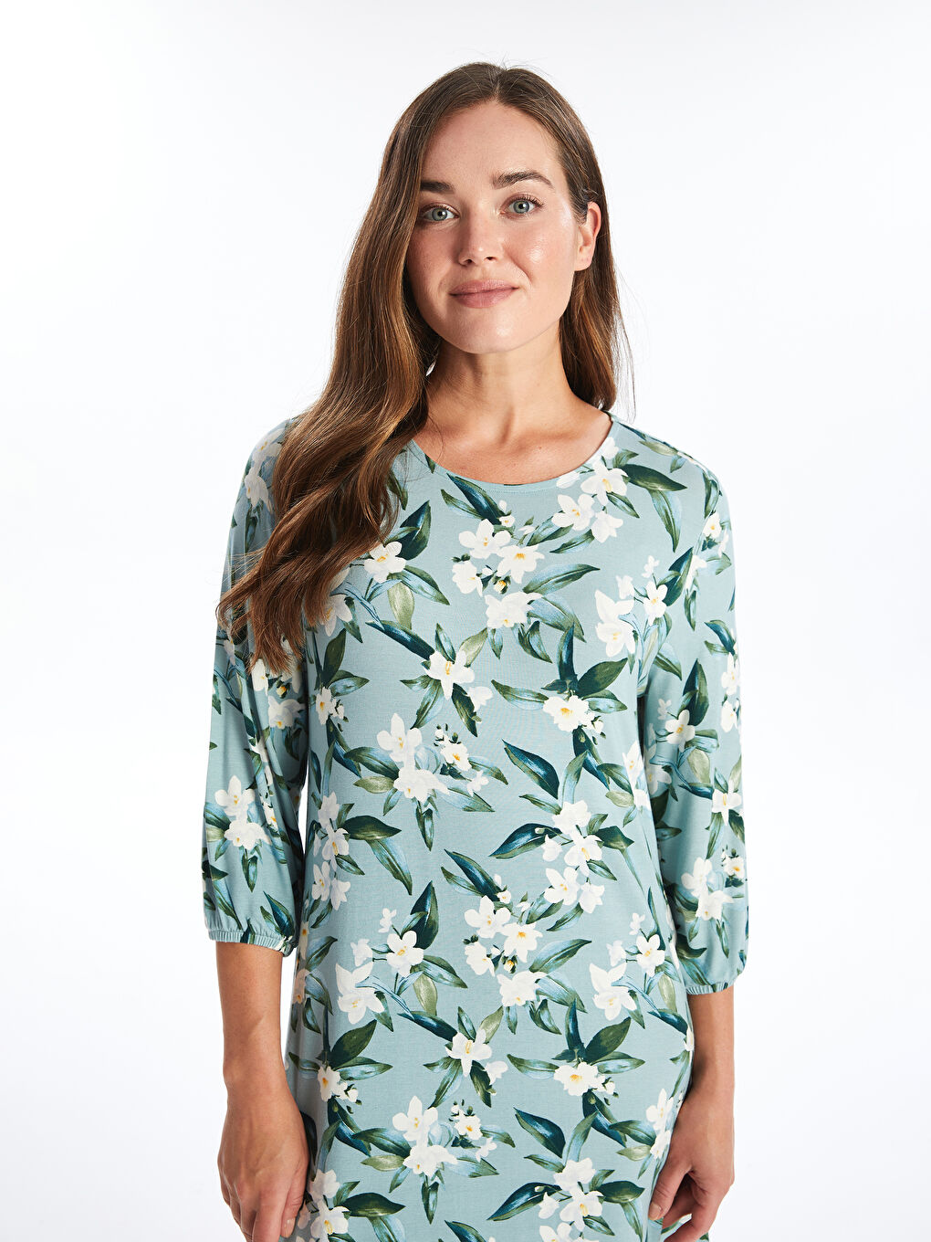 LCW Grace Crew Neck Floral Women's Dress -W49213Z8-LRL