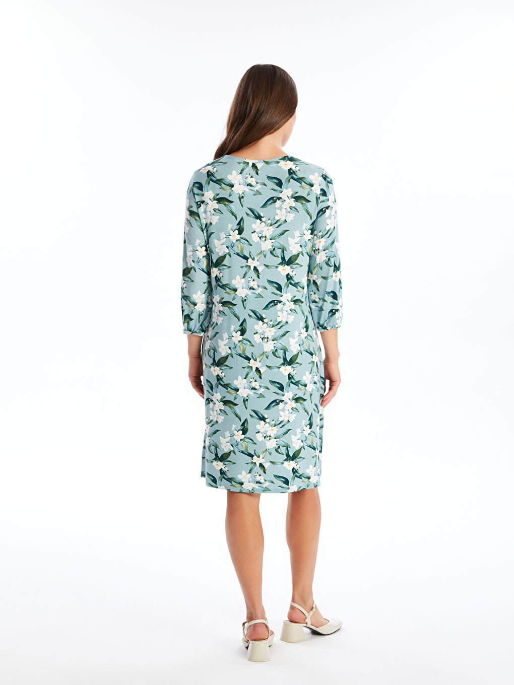 LCW Grace Crew Neck Floral Women's Dress -W49213Z8-LRL