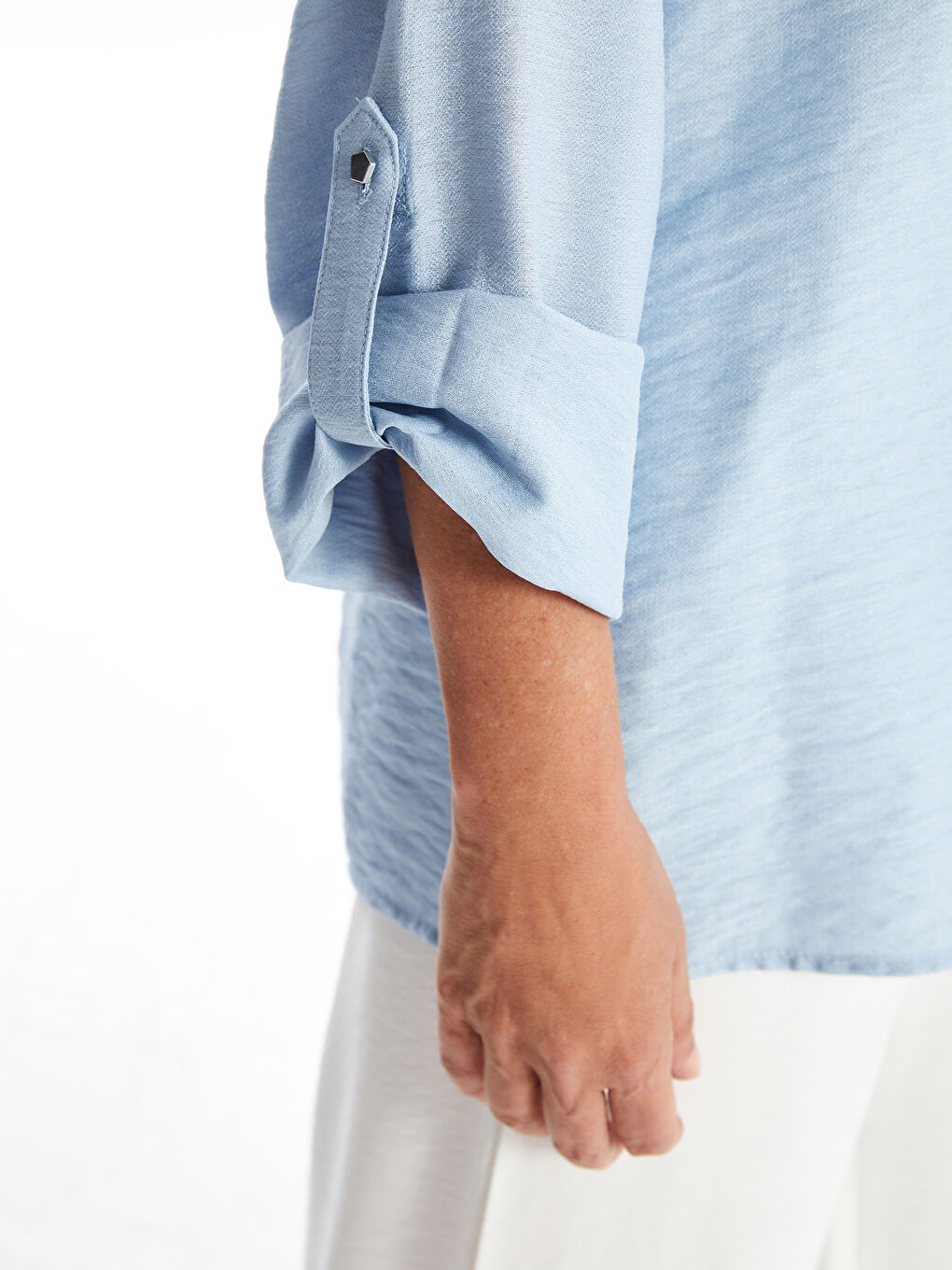 Crew Neck Plain Long Sleeve Women's Blouse -W49217Z8-PPZ