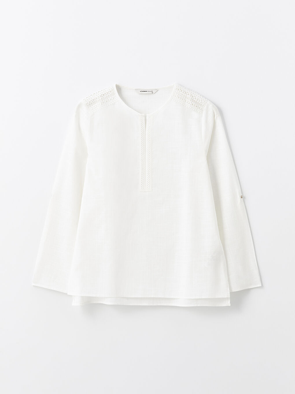 LCW Grace Kerbausschnitt Selbstgemustert Langarm Bluse für Damen -W49218Z8-EEW