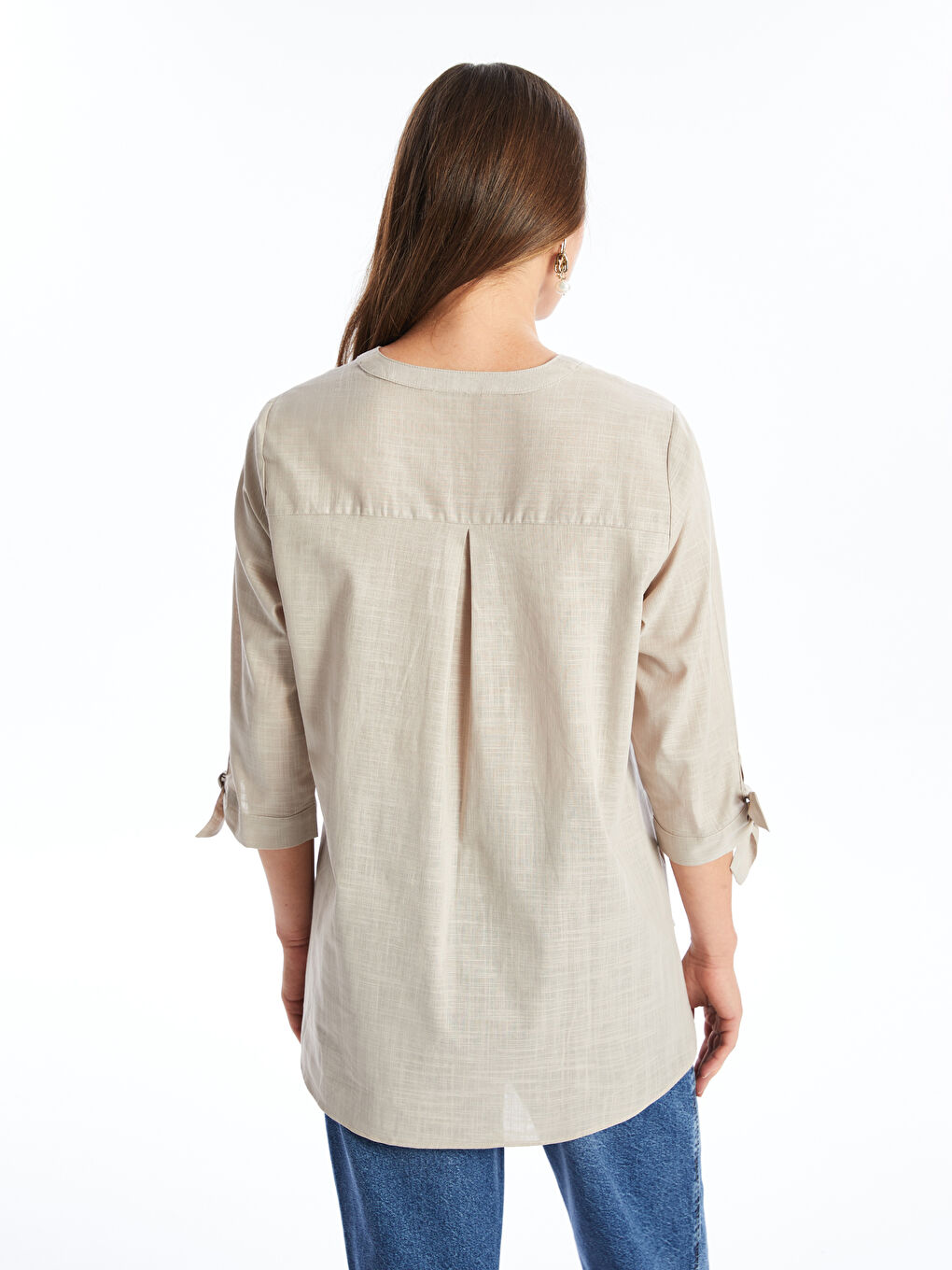 LCW Grace Women's Notch Neck Plain Blouse -W49220Z8-FJS