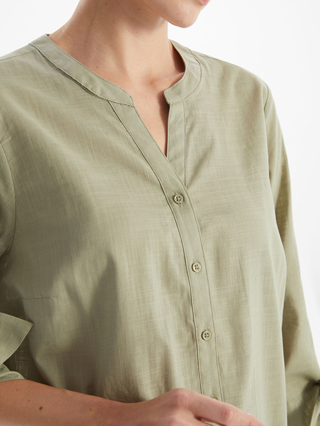 LCW Grace Women's Notch Neck Plain Blouse -W49220Z8-GHY