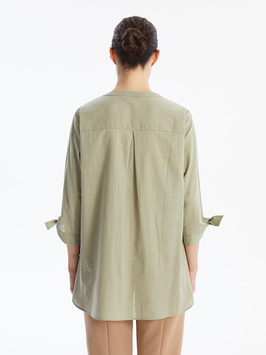 LCW Grace Women's Notch Neck Plain Blouse -W49220Z8-GHY
