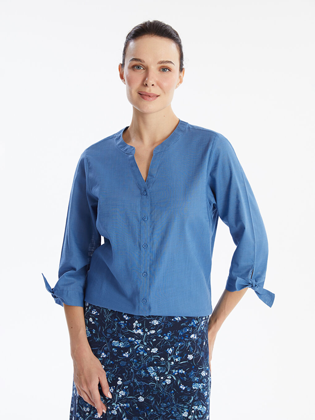 LCW Grace Women's Notch Neck Plain Blouse -W49220Z8-H5X