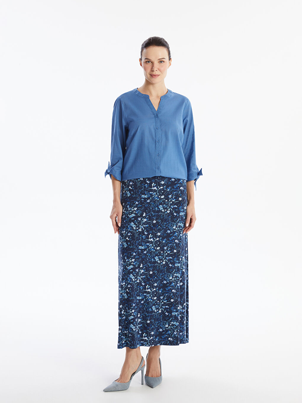 LCW Grace Women's Notch Neck Plain Blouse -W49220Z8-H5X