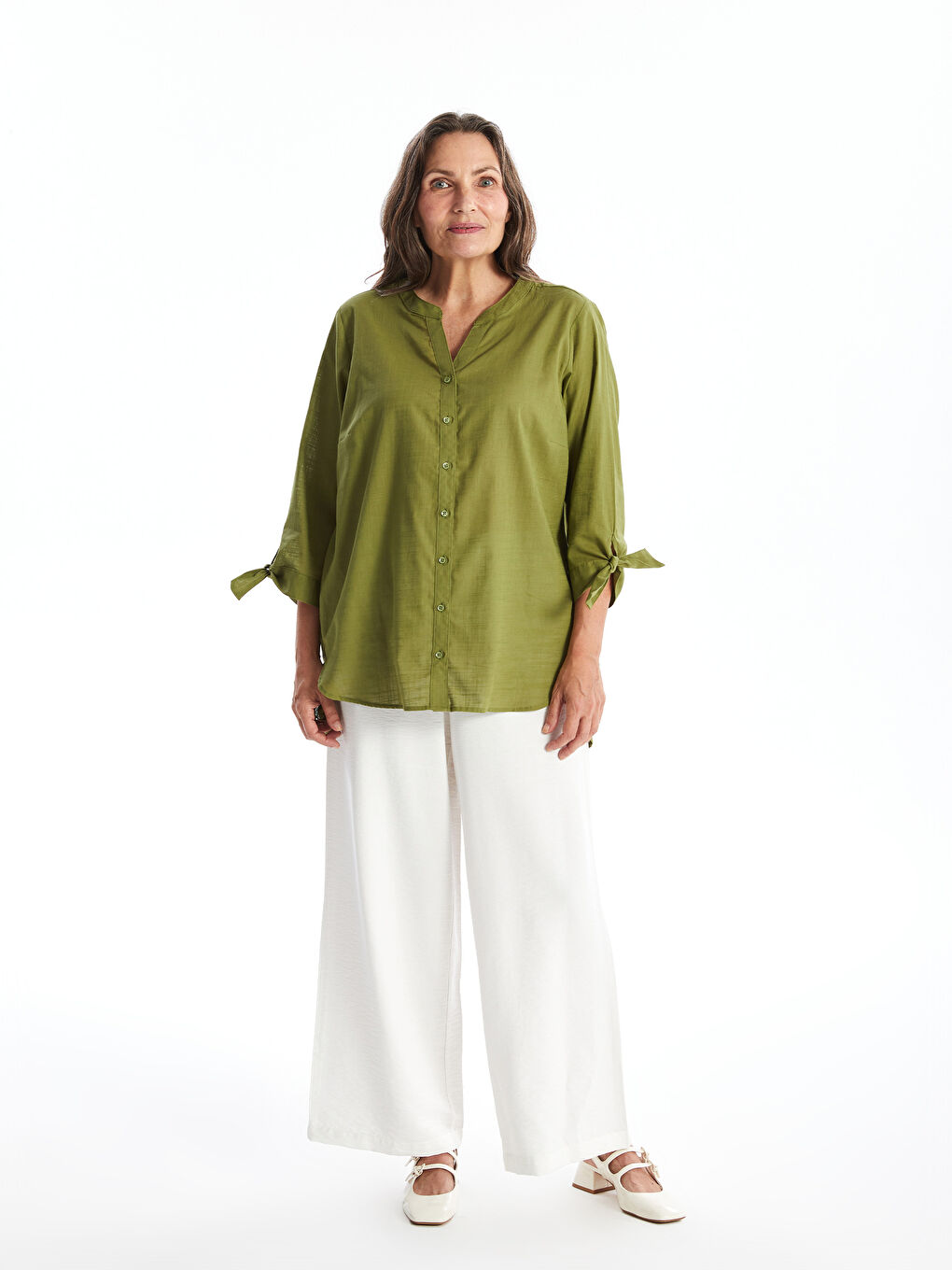 LCW Grace Women's Notch Neck Plain Blouse -W49220Z8-HBD