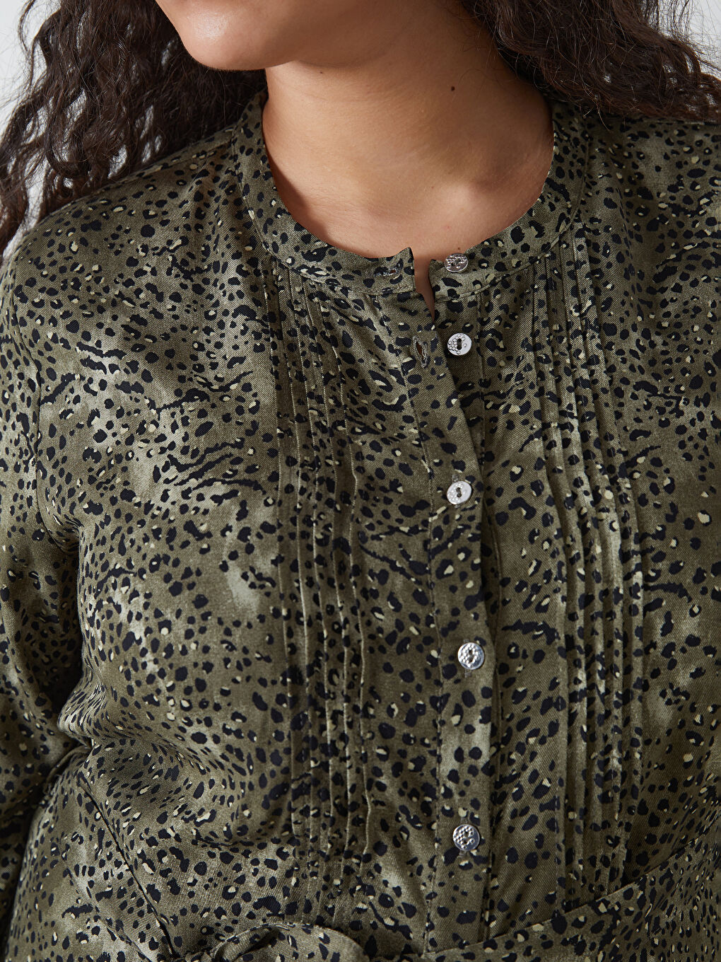 Crew Neck Patterned Women's Dress -W49227Z8-LS6