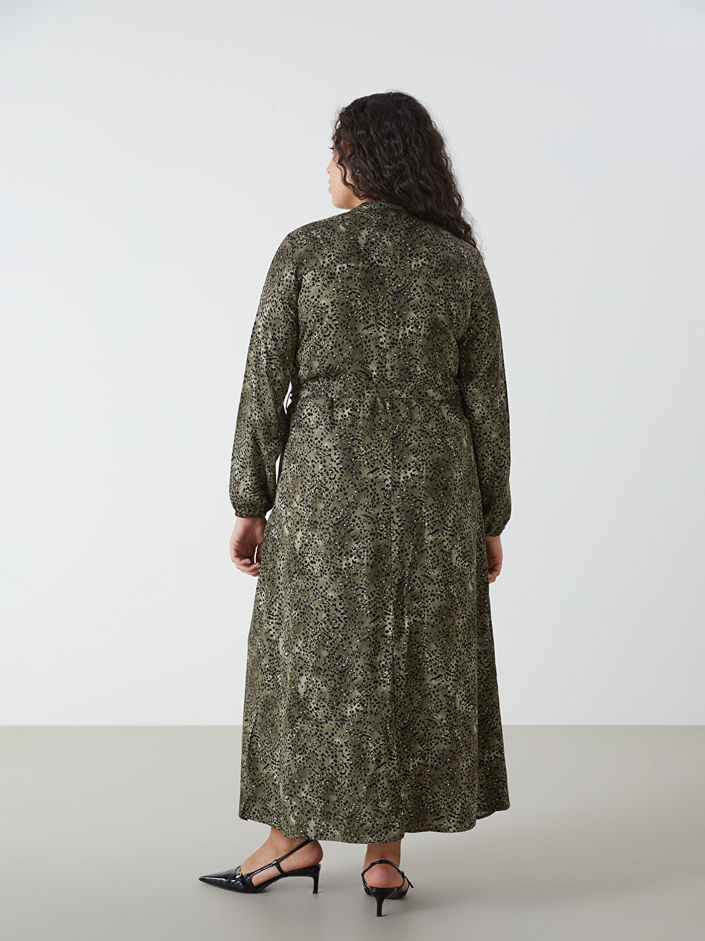 Crew Neck Patterned Women's Dress -W49227Z8-LS6