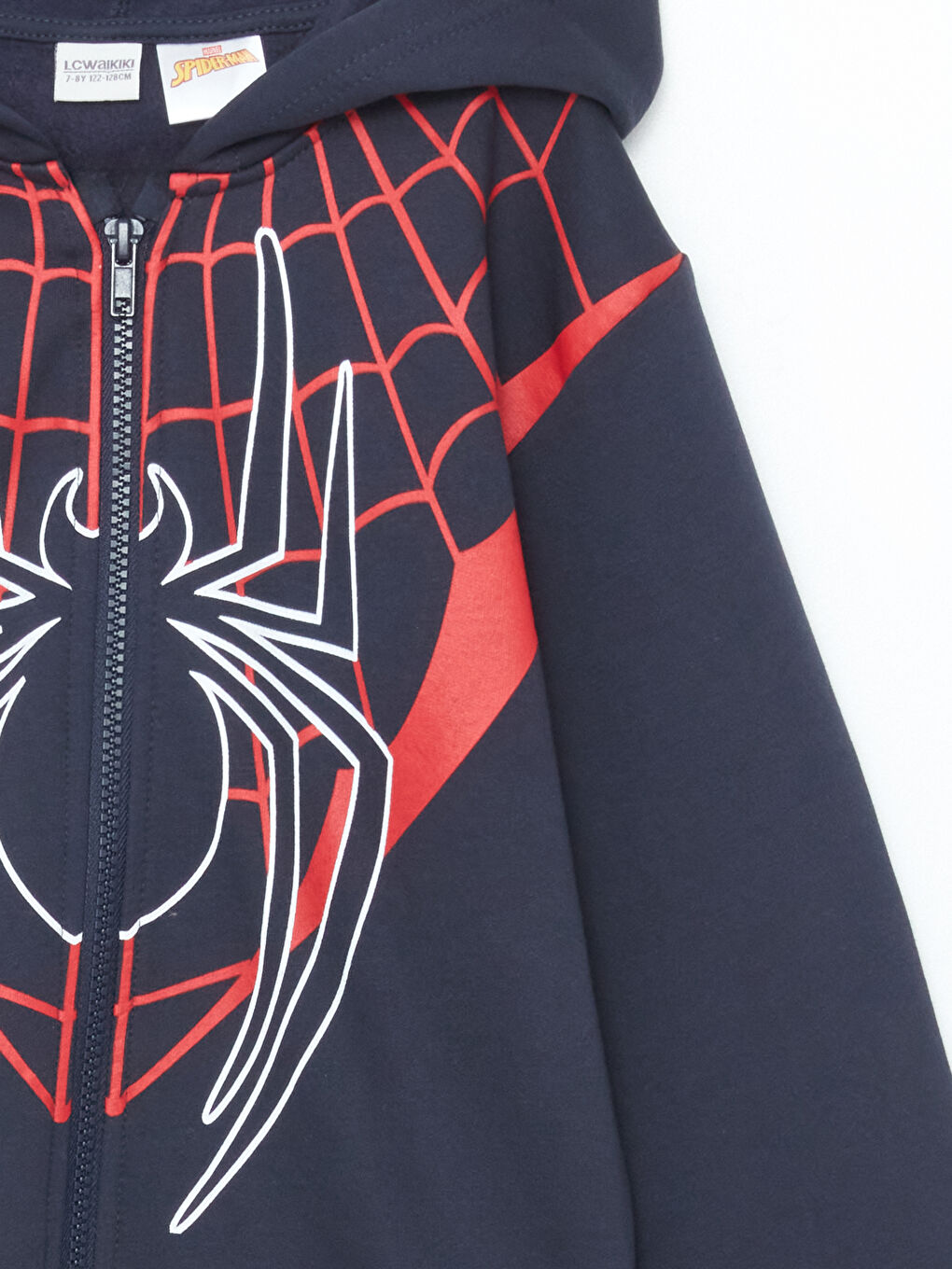 LCW Kids Lacivert Spiderman Baskılı Erkek Çocuk Fermuarlı Sweatshirt - 1