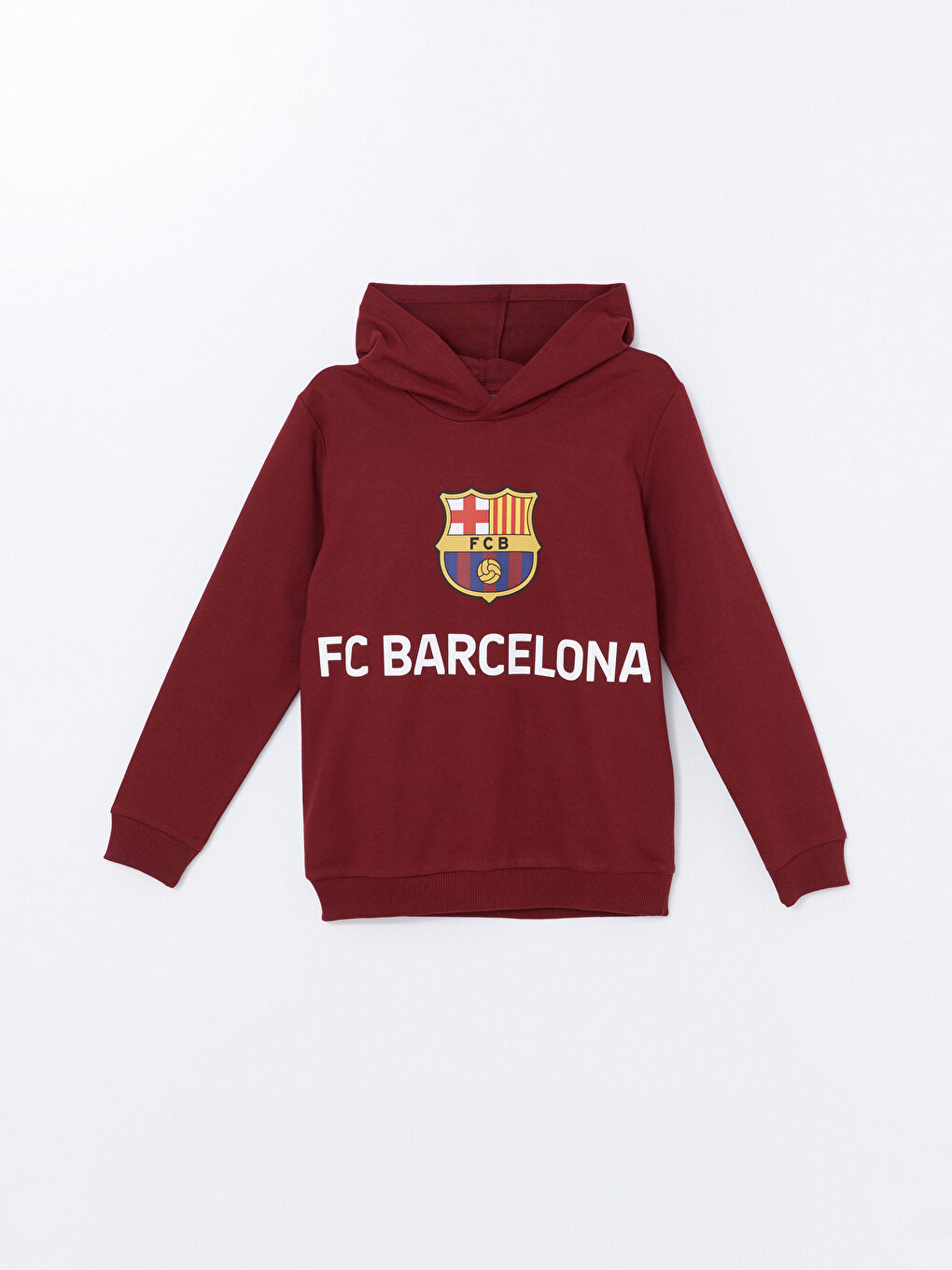 LCW Kids Bordo Barcelona Baskılı Erkek Çocuk Sweatshirt