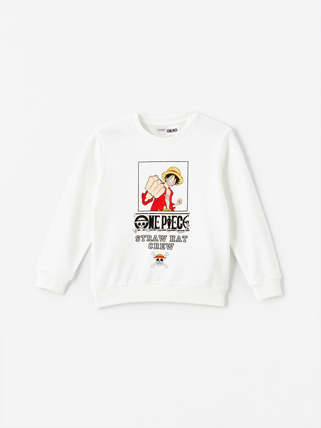 LCW Kids Ekru Bisiklet Yaka One Piece Baskılı Erkek Çocuk Sweatshirt