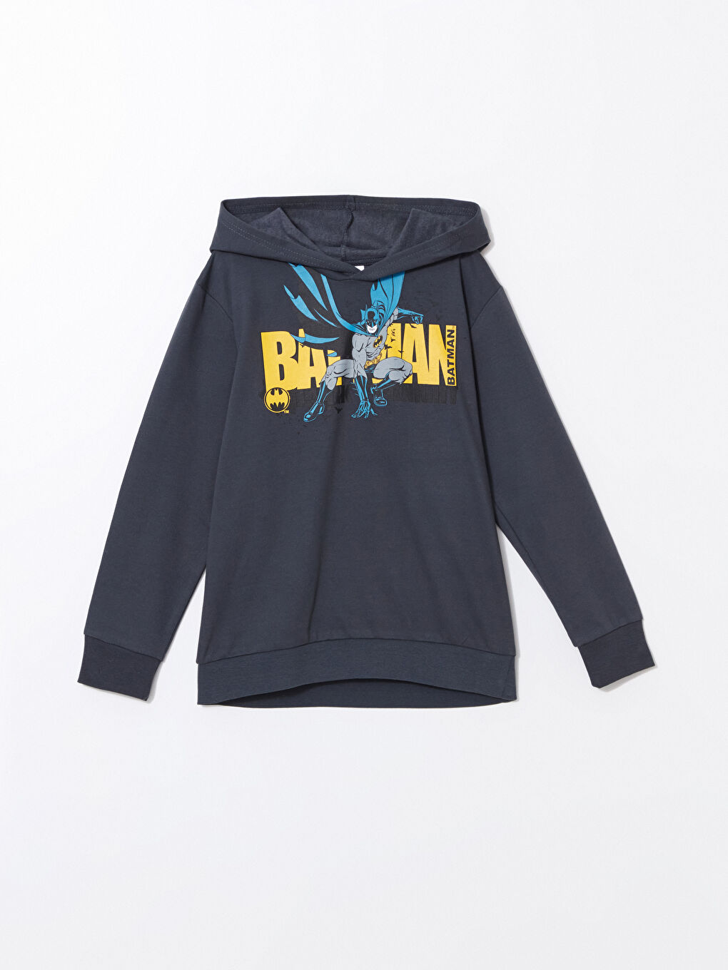 LCW Kids Koyu Gri Kapüşonlu Batman Baskılı Erkek Çocuk Sweatshirt