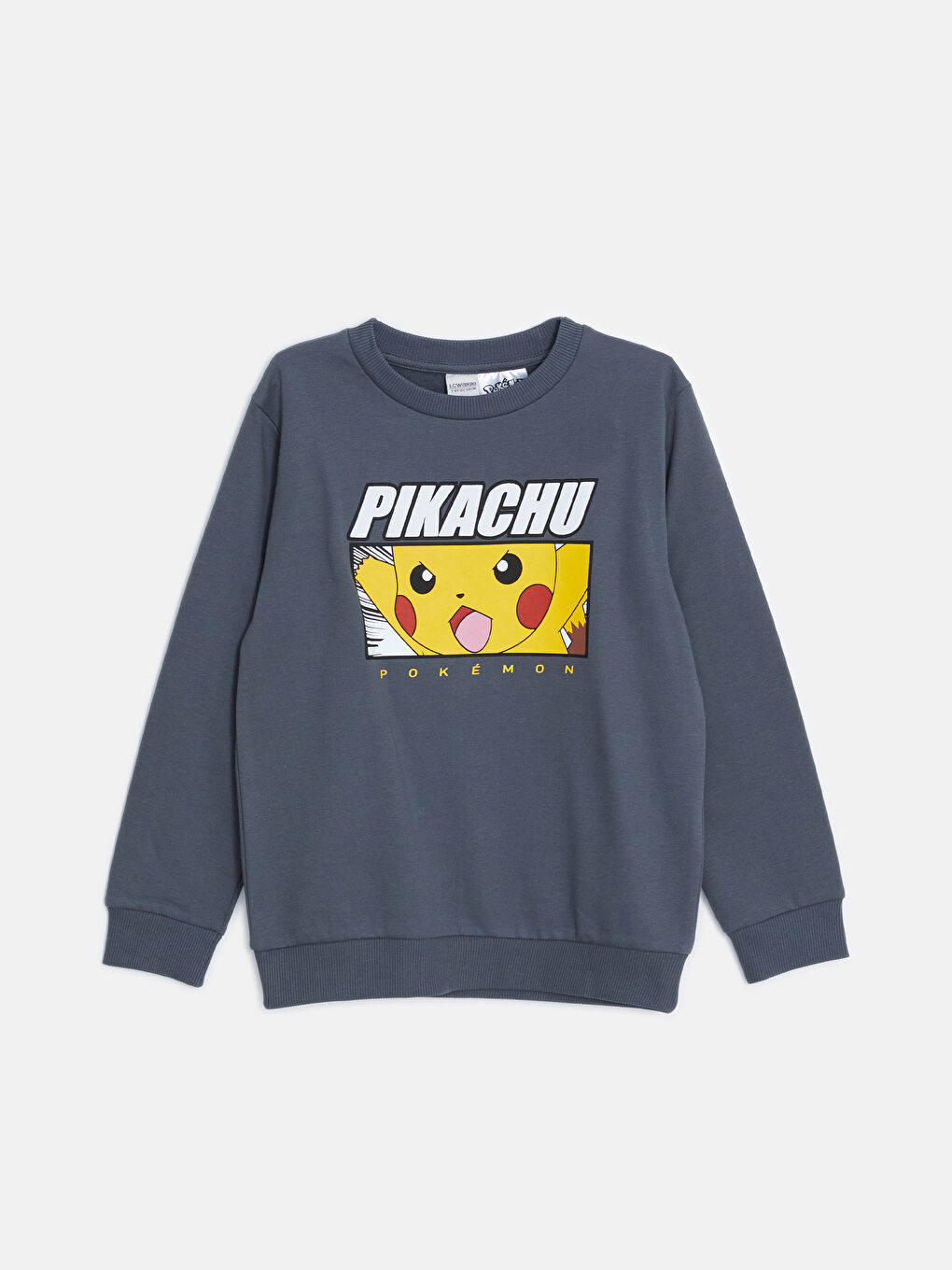 LCW Kids Koyu Gri Bisiklet Yaka Pikachu Baskılı Erkek Çocuk Sweatshirt - 3