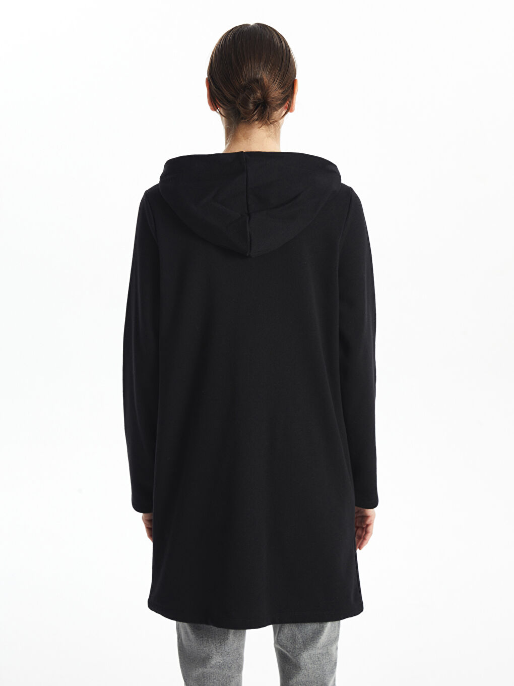 Siyah Kapüşonlu Kadın Hırka-3