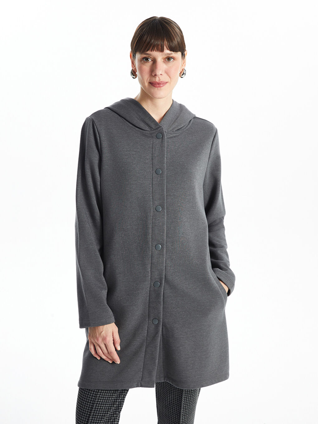 LCWAIKIKI Basic Hooded Women's Cardigan -W49301Z8-D3A