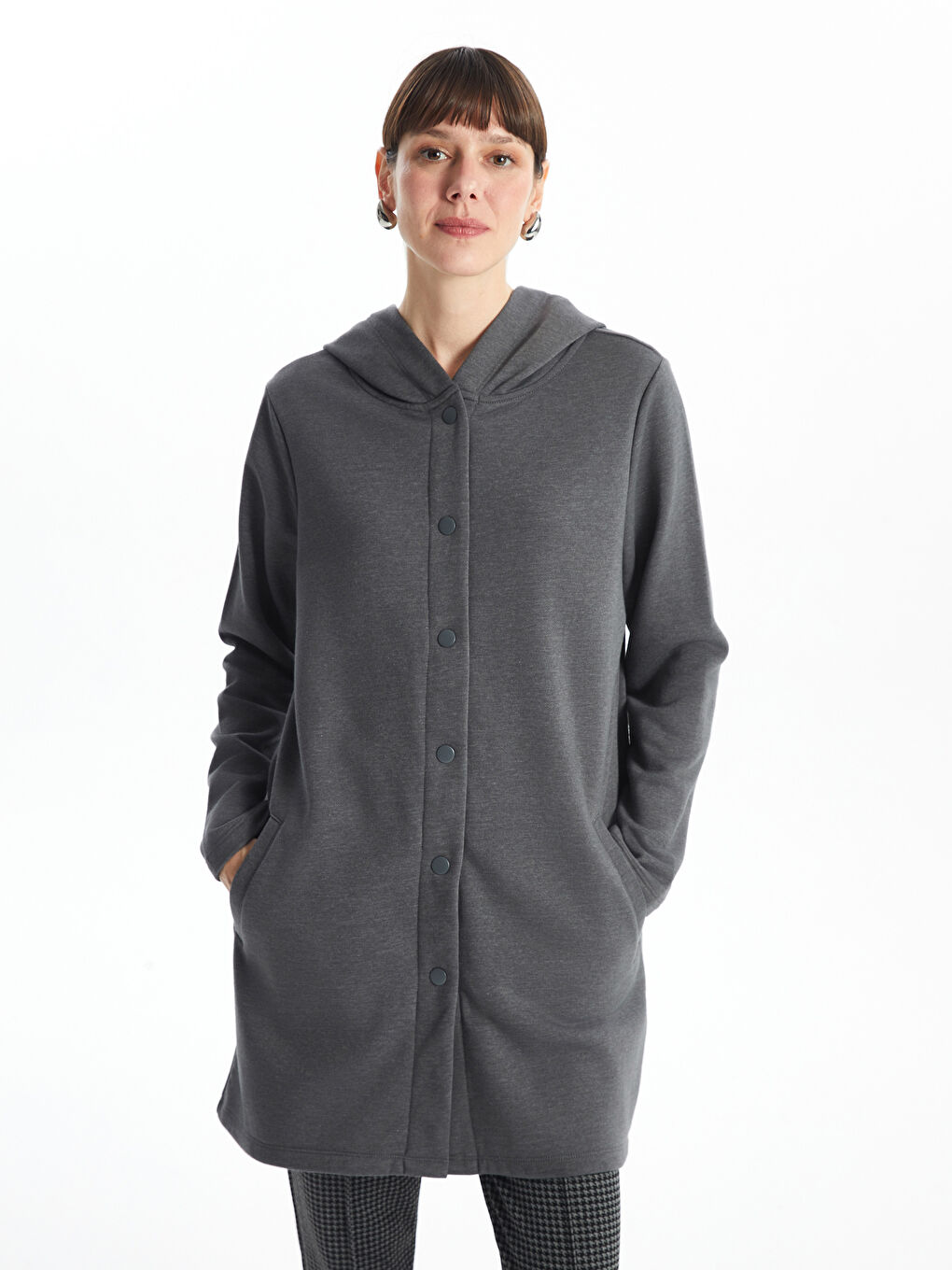 LCWAIKIKI Basic Hooded Women's Cardigan -W49301Z8-D3A