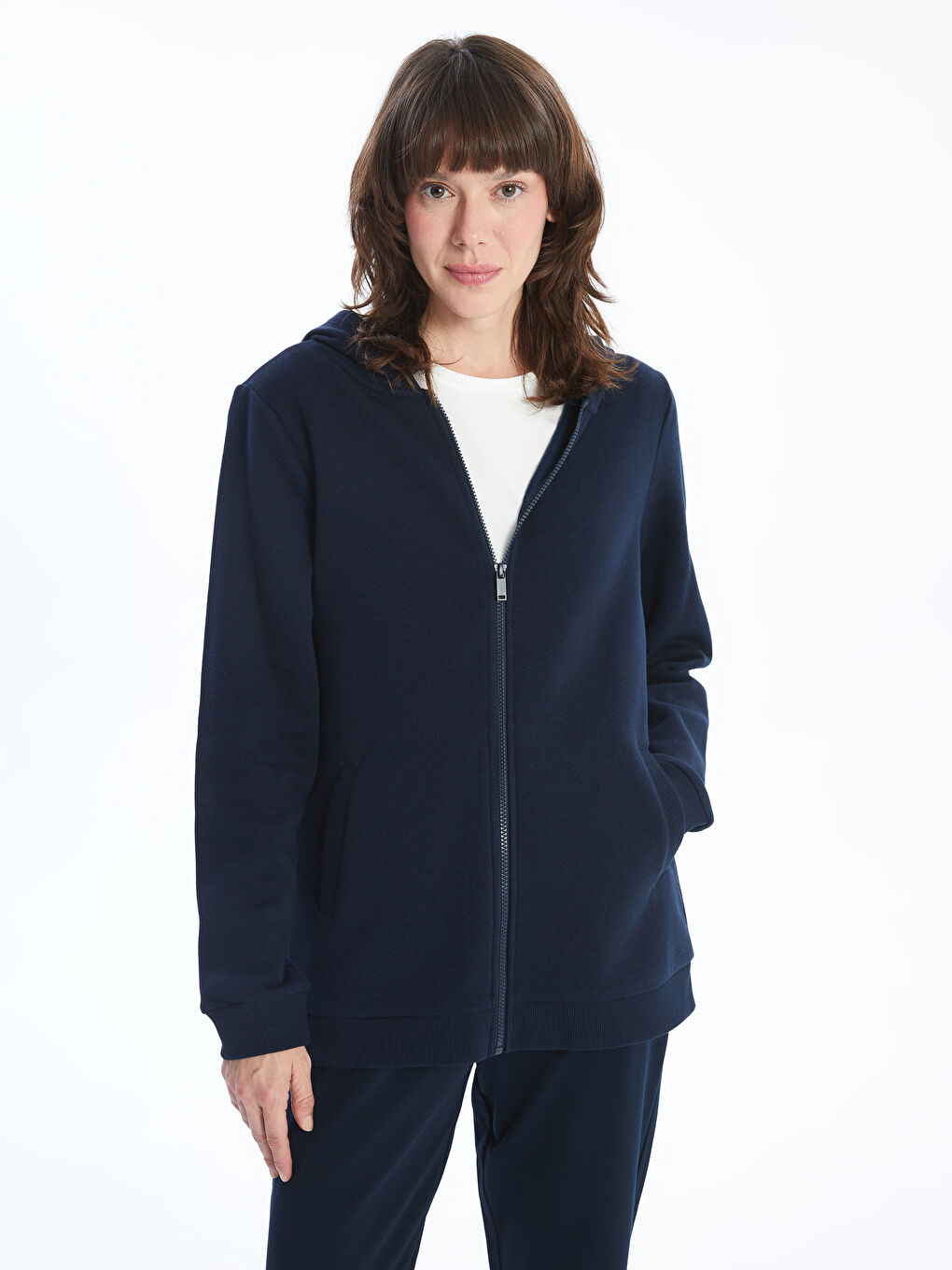 Hooded Women's Thick Zip-Up Sweatshirt