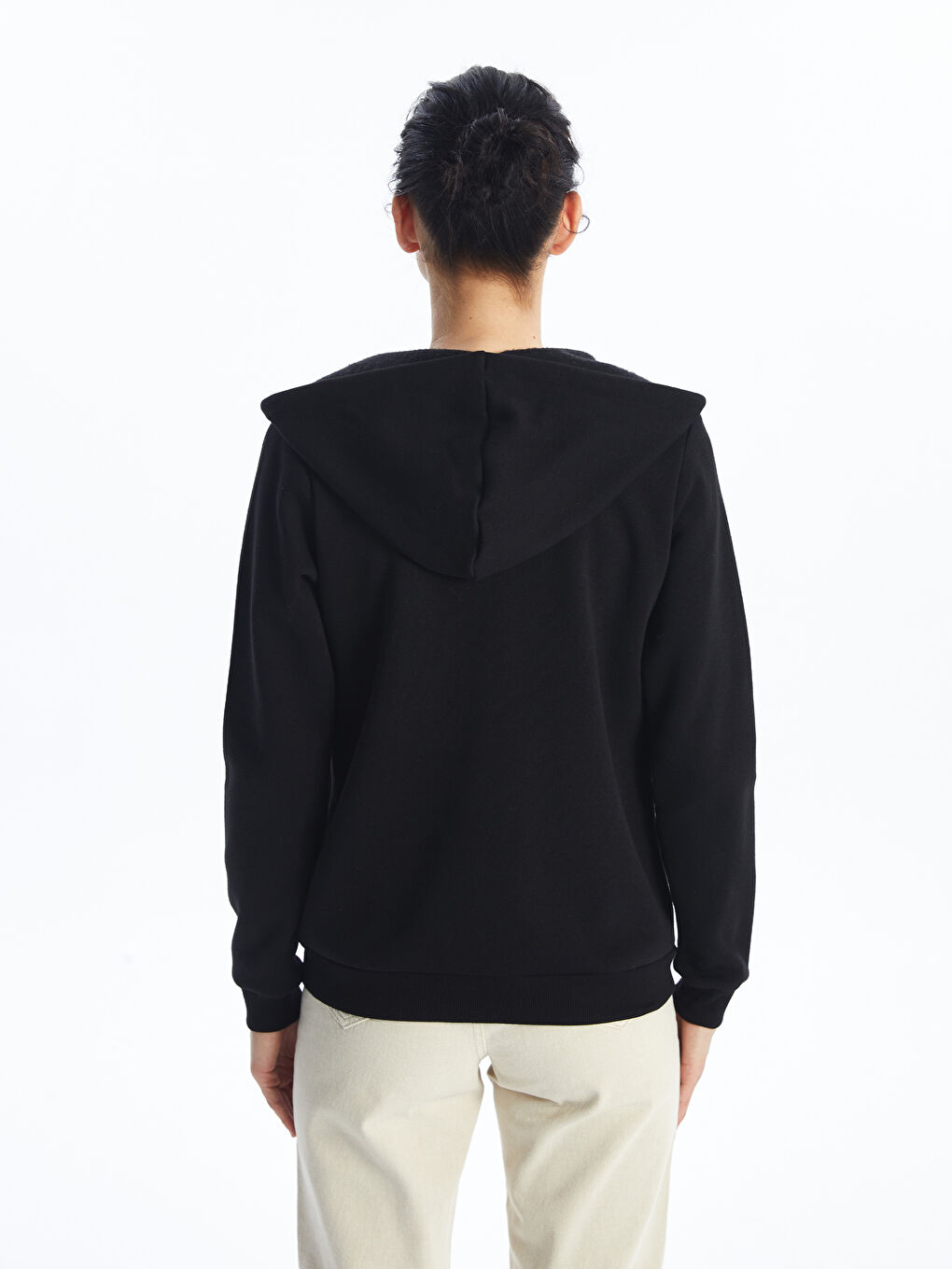 LCWAIKIKI Classic Women's Hooded Plain Zip-Up Sweatshirt -W49304Z8-CVL