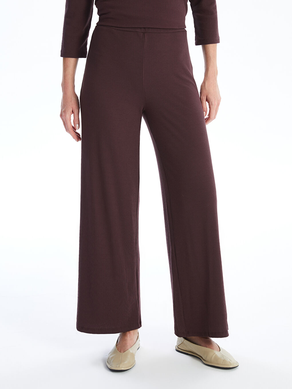 LCWAIKIKI Basic Elasticated Waist Plain Wide Leg Women's Trousers -W49309Z8-HHD