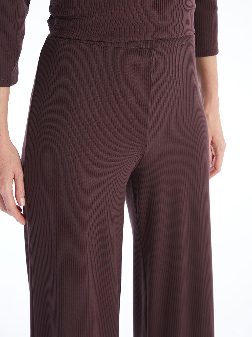 LCWAIKIKI Basic Elasticated Waist Plain Wide Leg Women's Trousers -W49309Z8-HHD