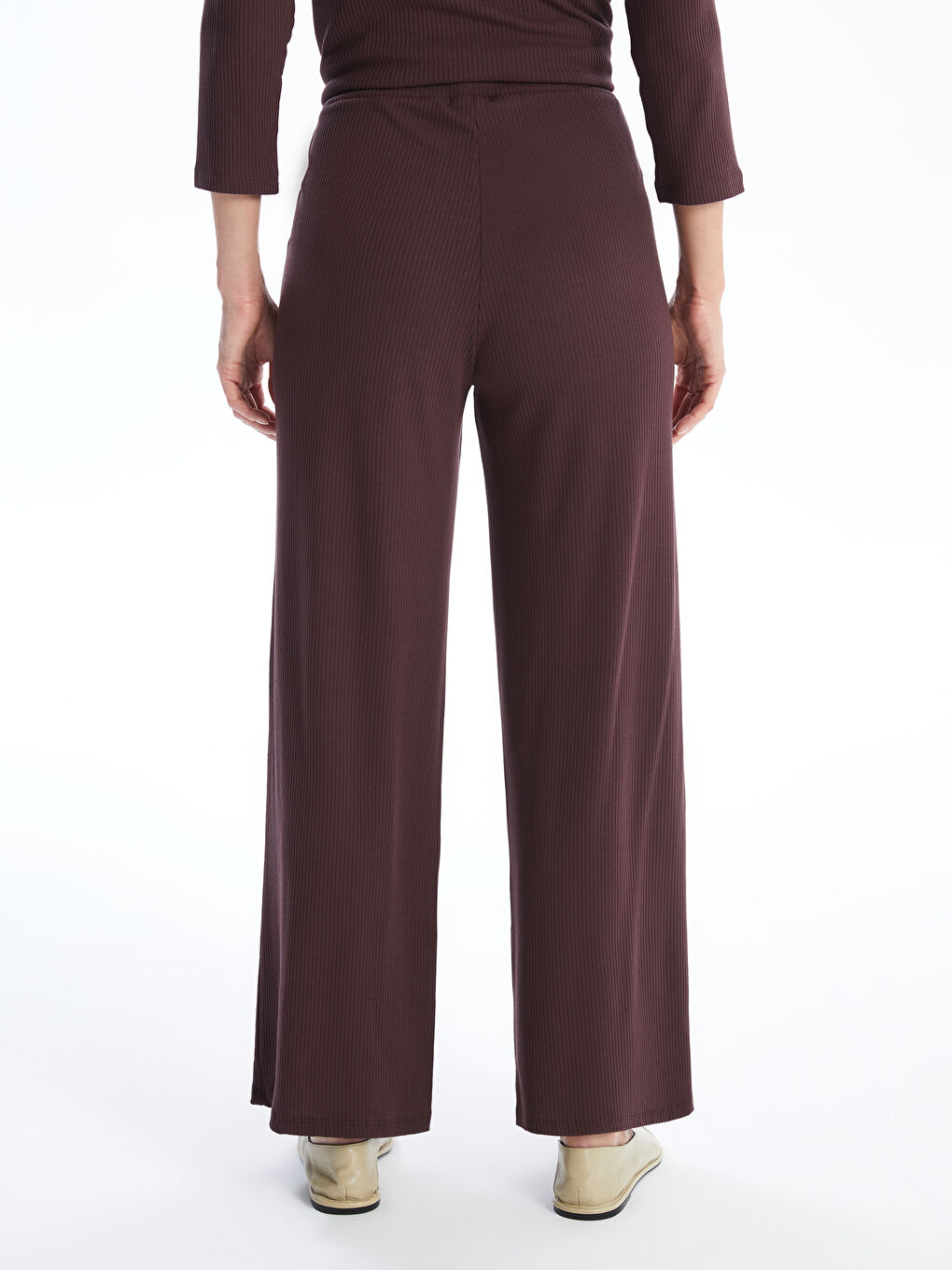 LCWAIKIKI Basic Elasticated Waist Plain Wide Leg Women's Trousers -W49309Z8-HHD