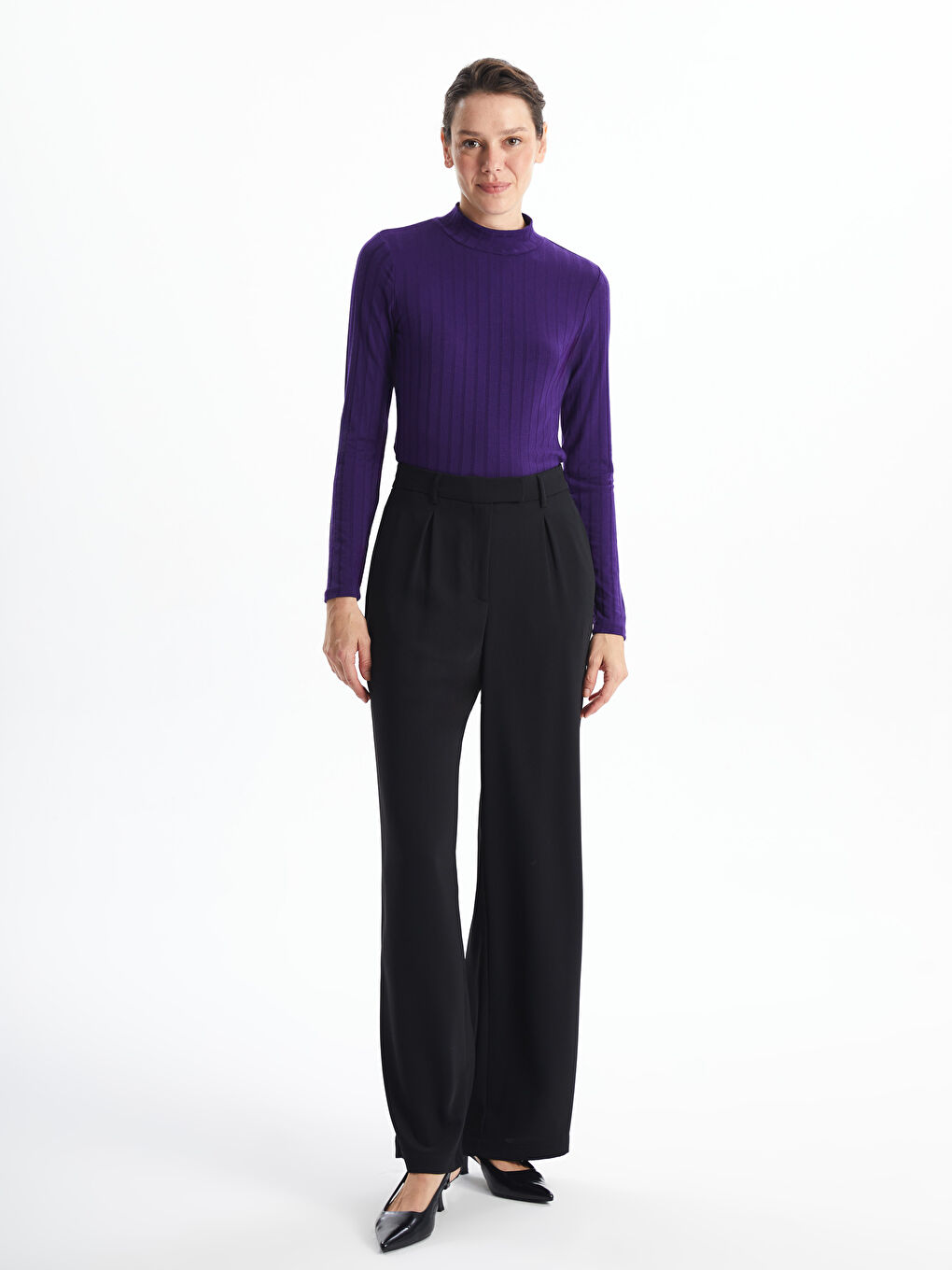 LCWAIKIKI Basic Funnel Neck Plain Long Sleeve Women's Body -W49329Z8-HFL
