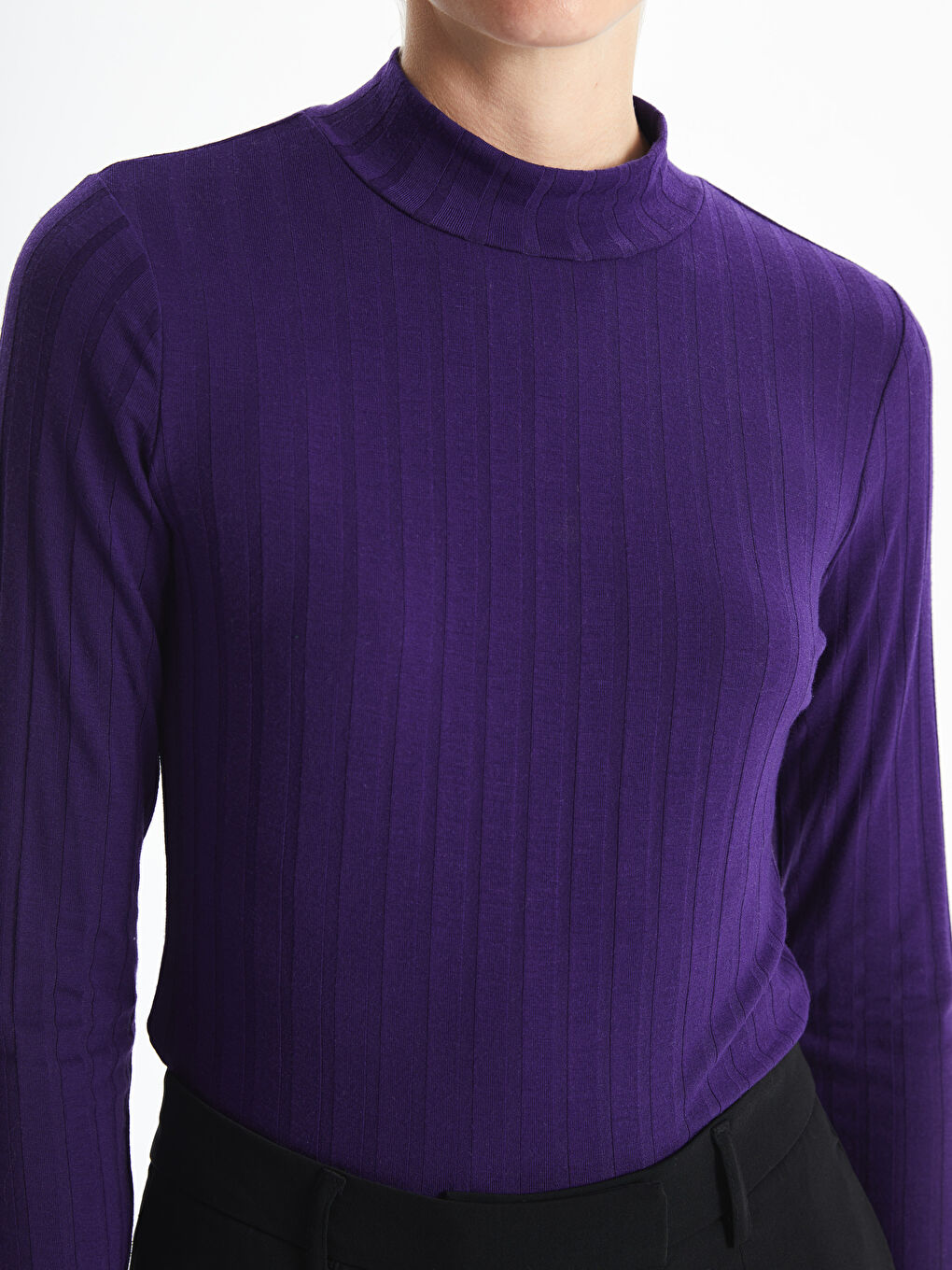 LCWAIKIKI Basic Funnel Neck Plain Long Sleeve Women's Body -W49329Z8-HFL
