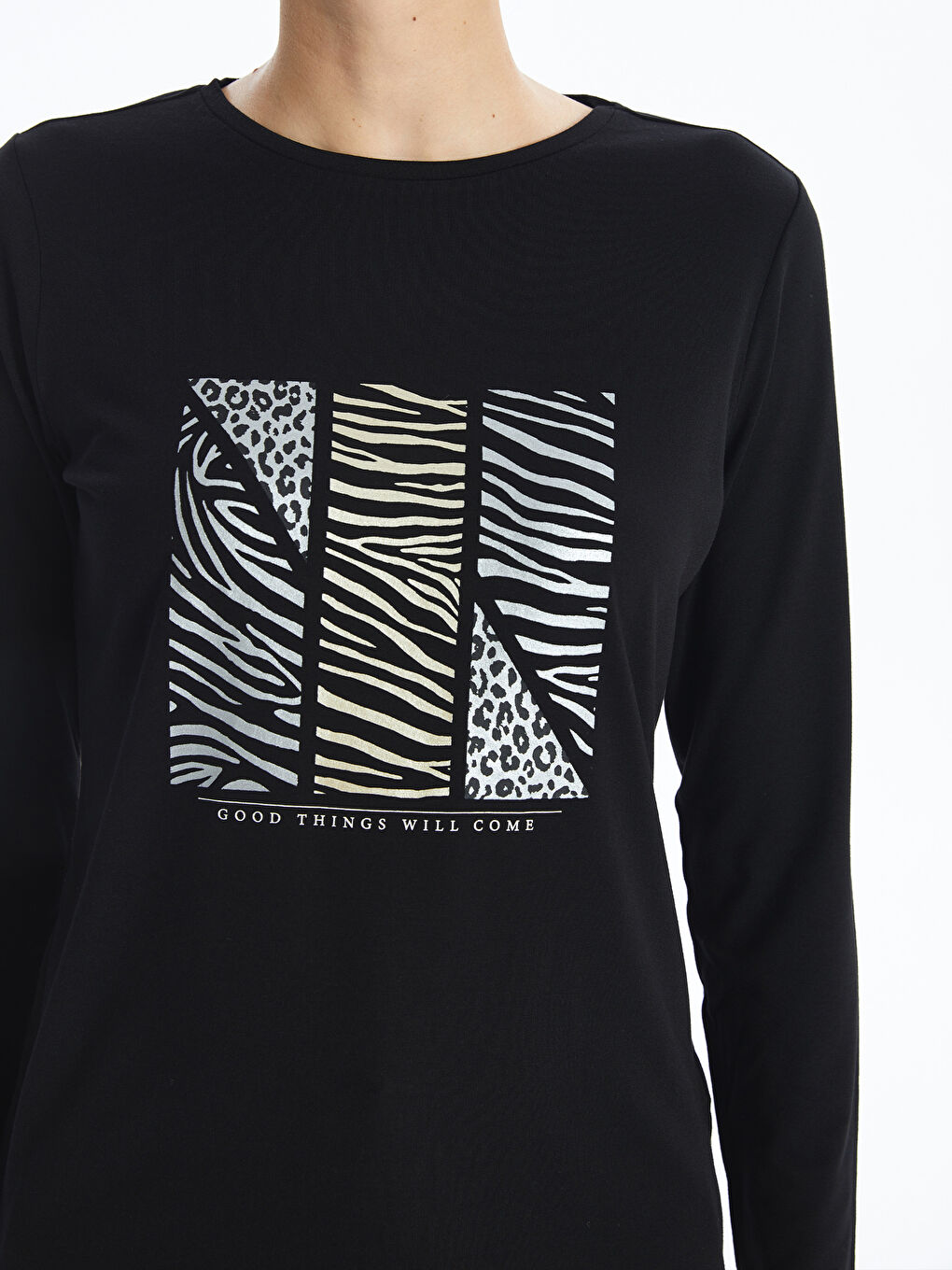 LCWAIKIKI Basic Crew Neck Printed Women's T-Shirt -W49344Z8-CVL