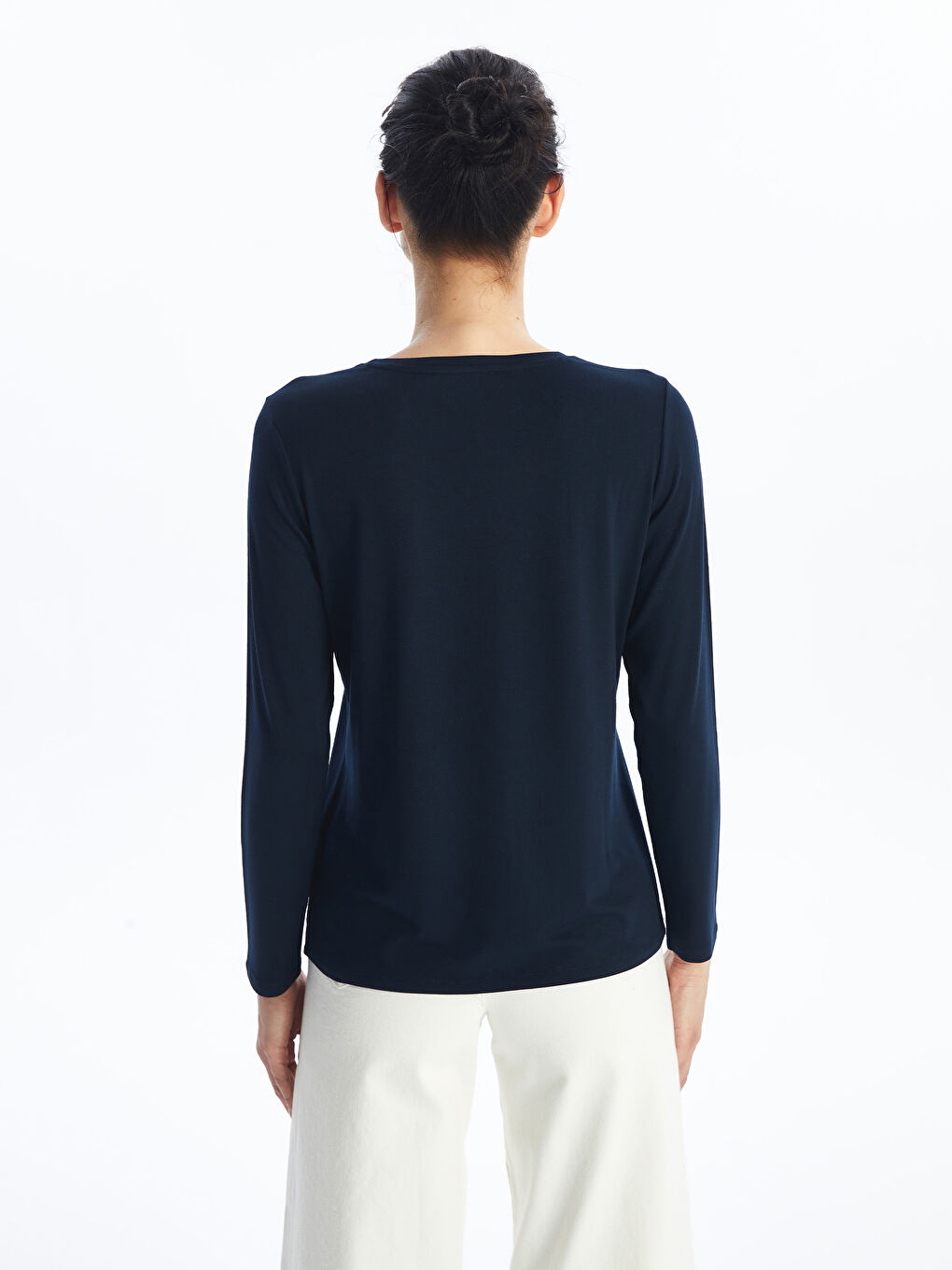 Rundhalsausschnitt Bedrucktes T-Shirt für Damen-4