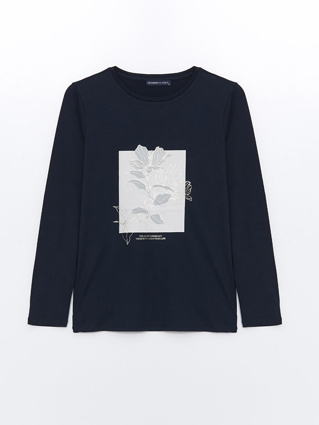 Rundhalsausschnitt Bedrucktes T-Shirt für Damen-5