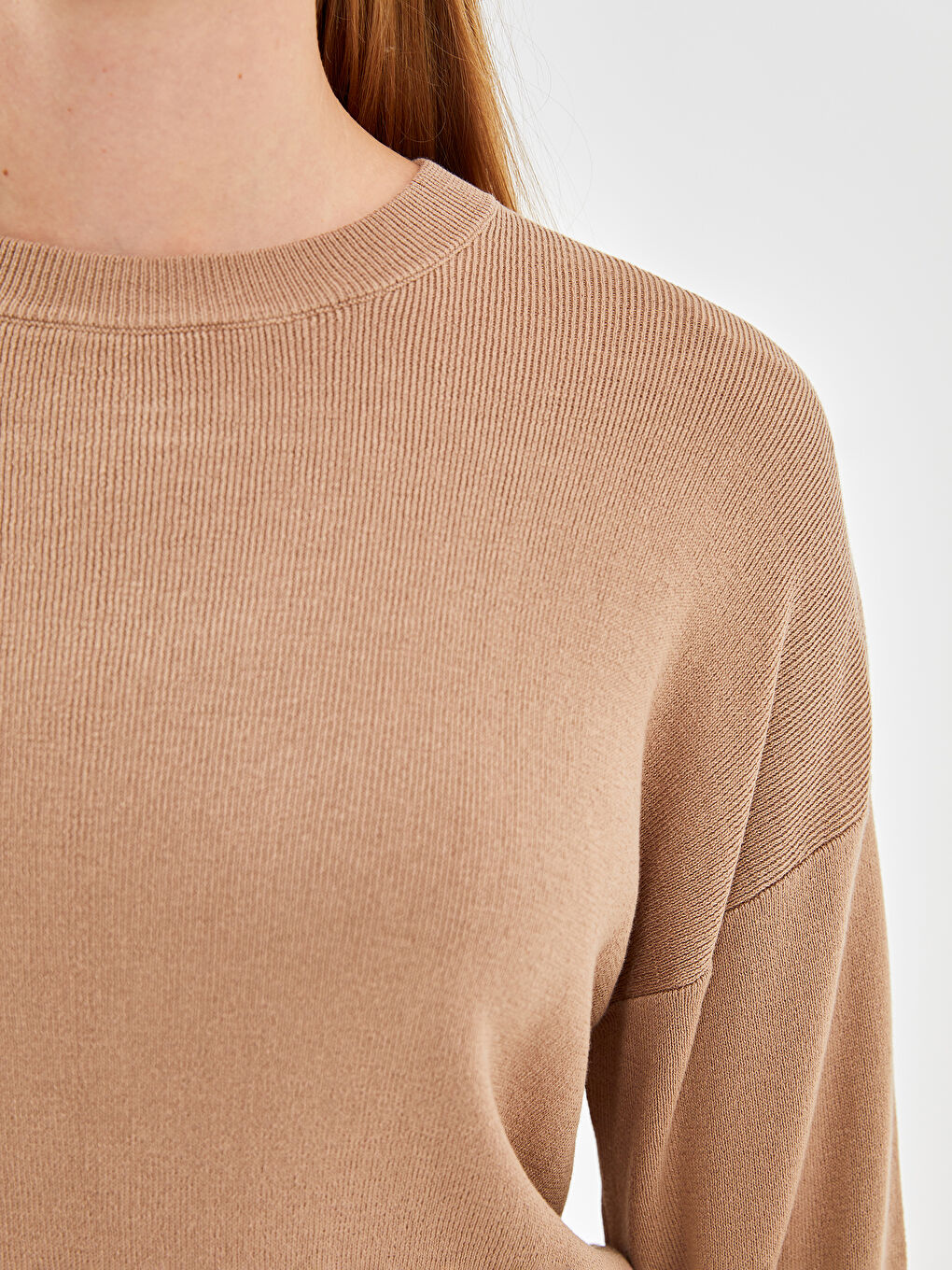 Pulover Tricotat pentru Femei, cu Guler Rotund-2