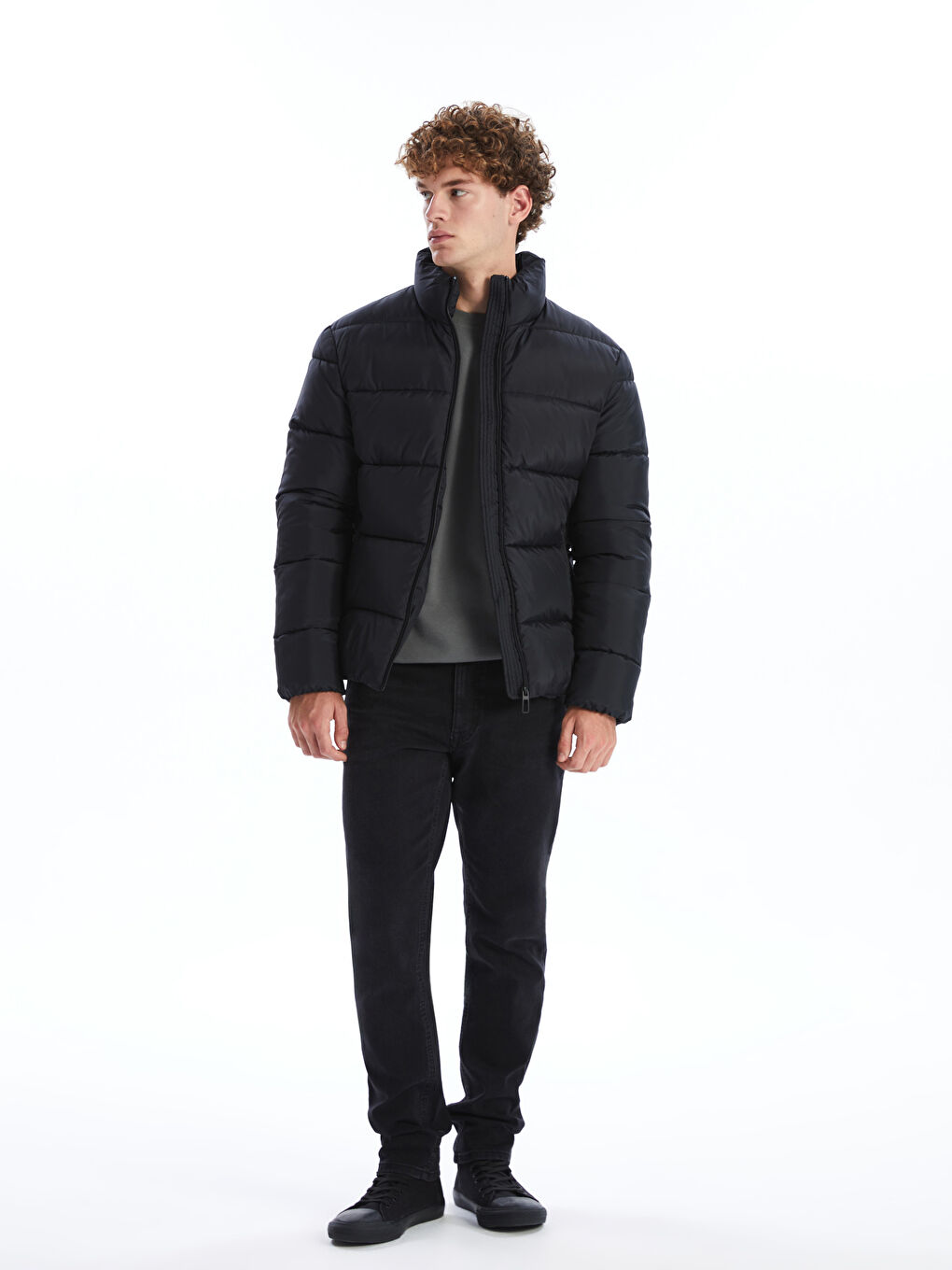 Standard Fit Funnel Neck Men's Puffer Coat-1