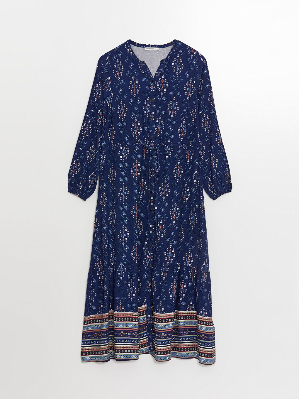 Notch Neck Patterned Women's Shirt Dress-4