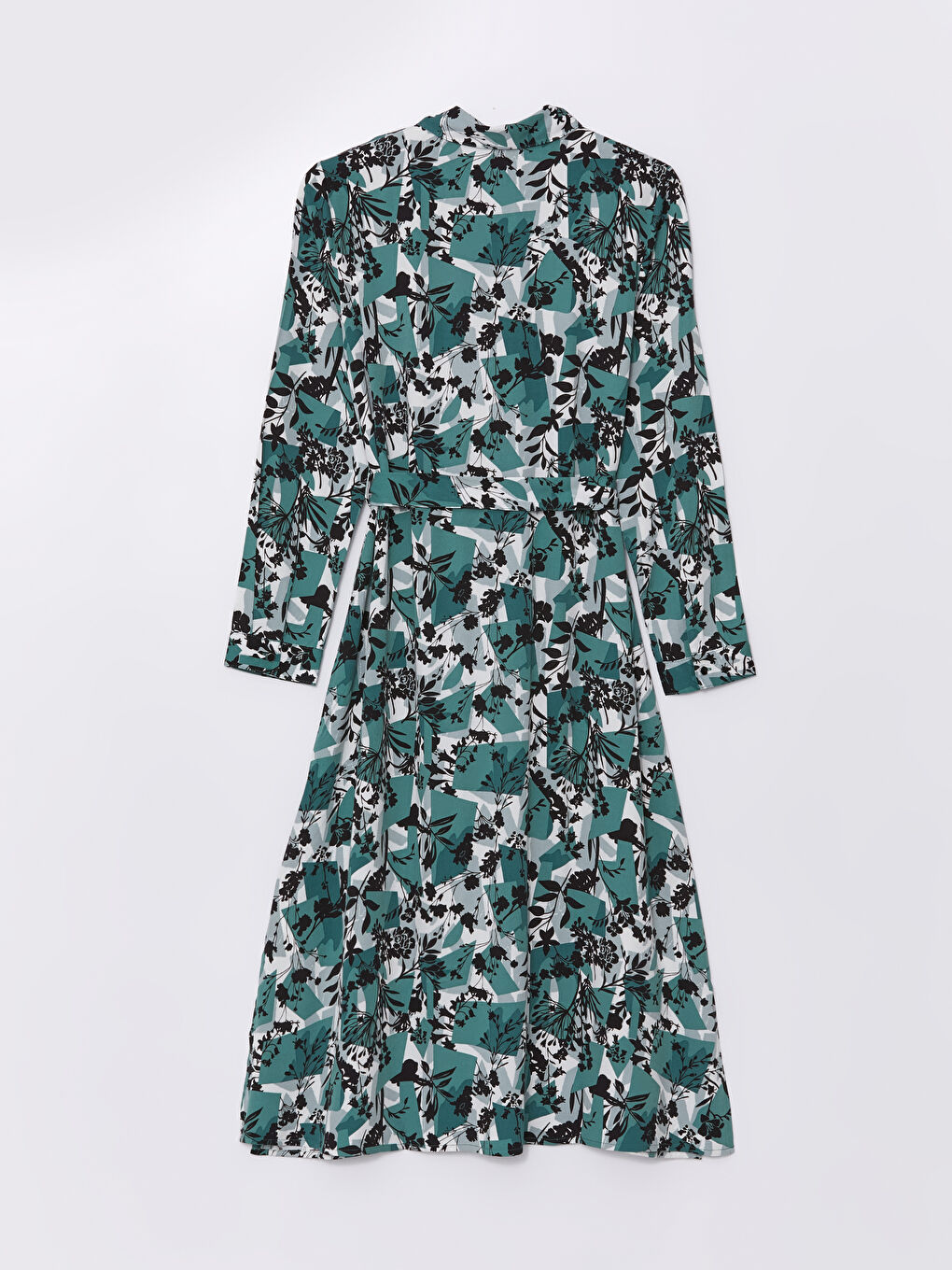 LCW Grace Patterned Long Sleeve Women's Shirt Dress -W49458Z8-LRL