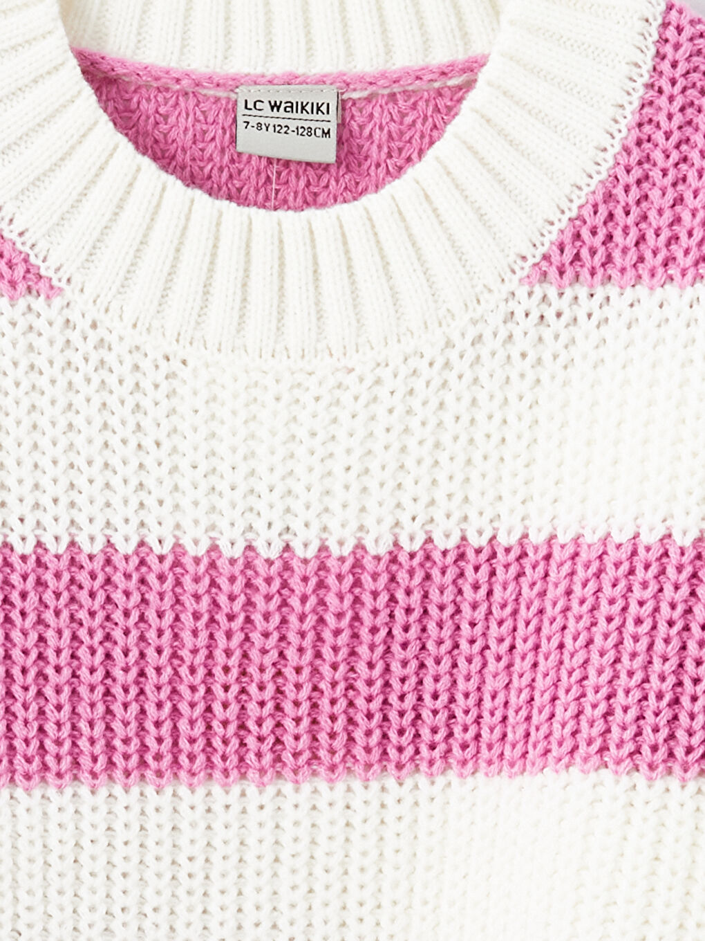 LCW Kids Crew Neck Striped Long Sleeve Girls' Knitwear Sweater -W49498Z4-LGL