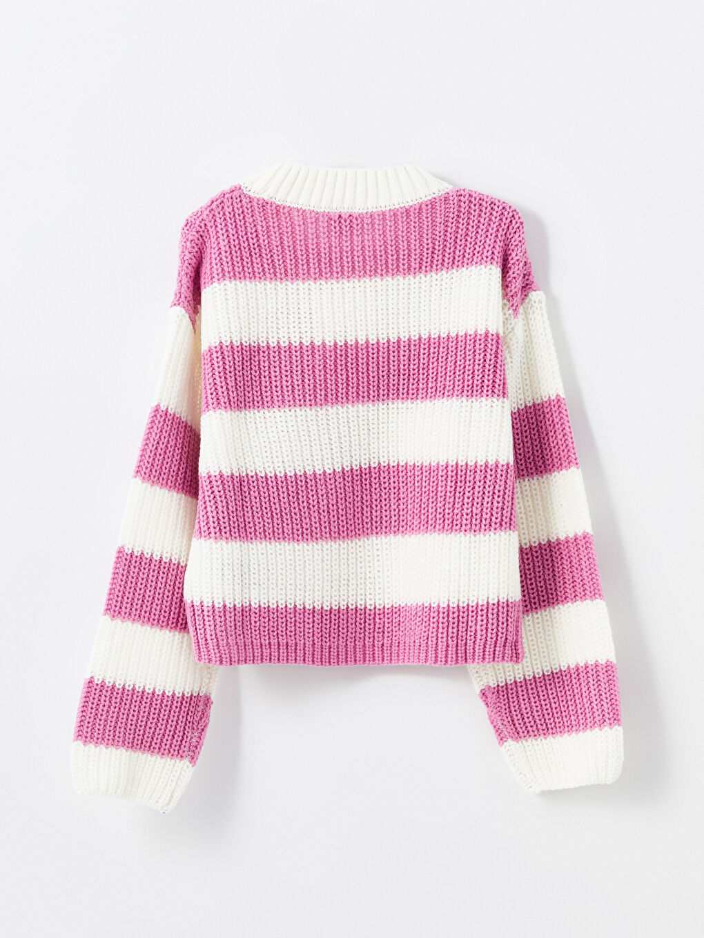 LCW Kids Crew Neck Striped Long Sleeve Girls' Knitwear Sweater -W49498Z4-LGL